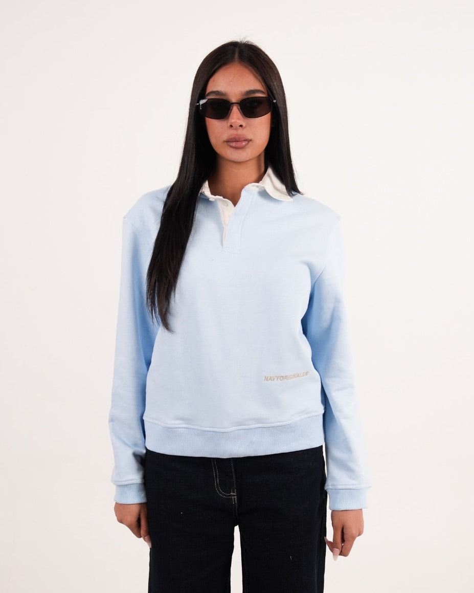 BABY BLUE ESSENTIAL RUGBY POLO