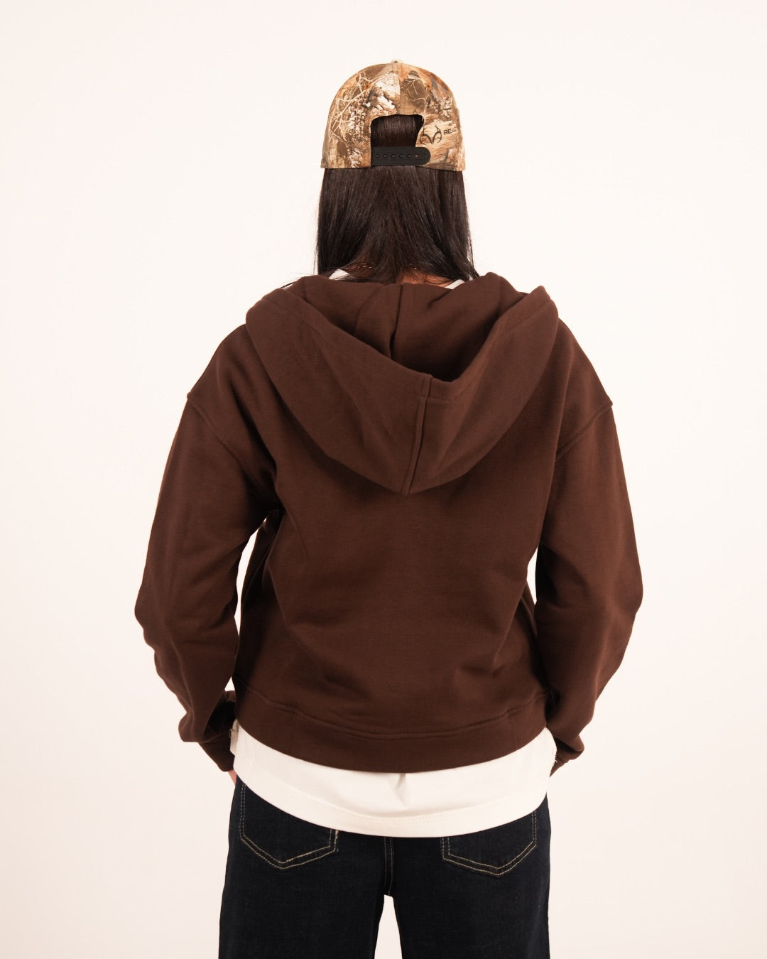 BROWN ESSENTIAL ZIP UP