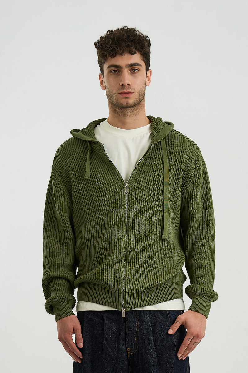 OLIVE KNIT ZIPUP