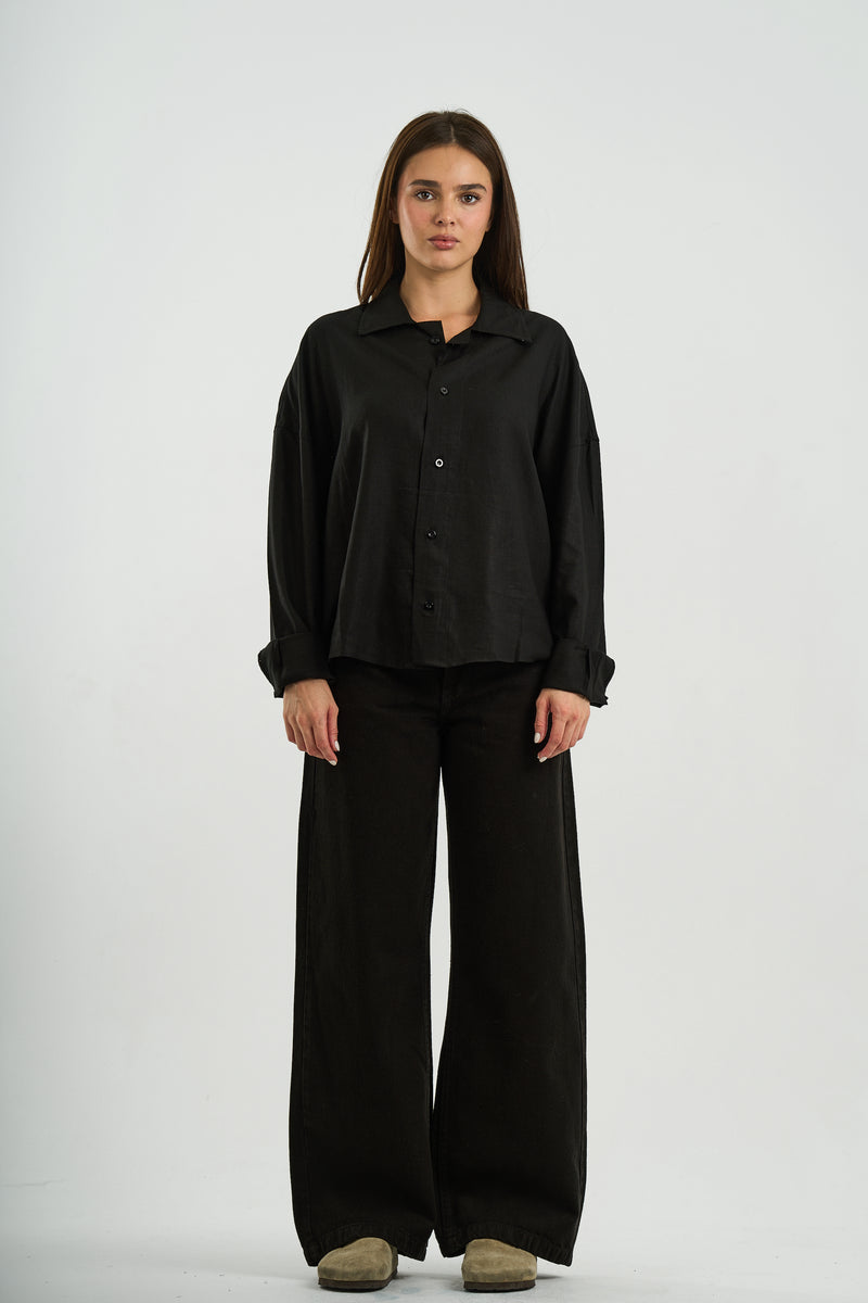 BLACK WIDE LEG JEANS WOMENS
