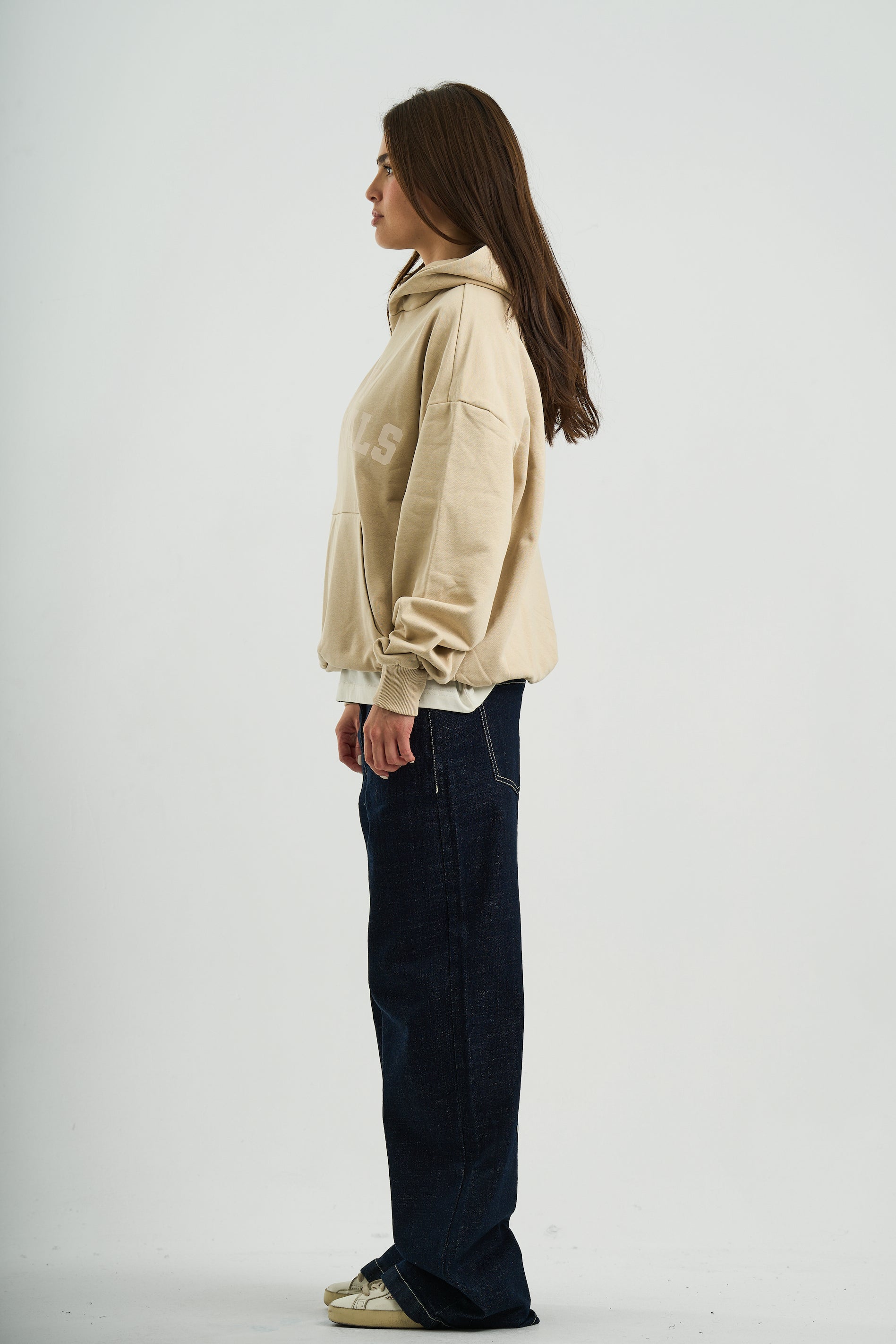 BEIGE VARSITY HOODIE