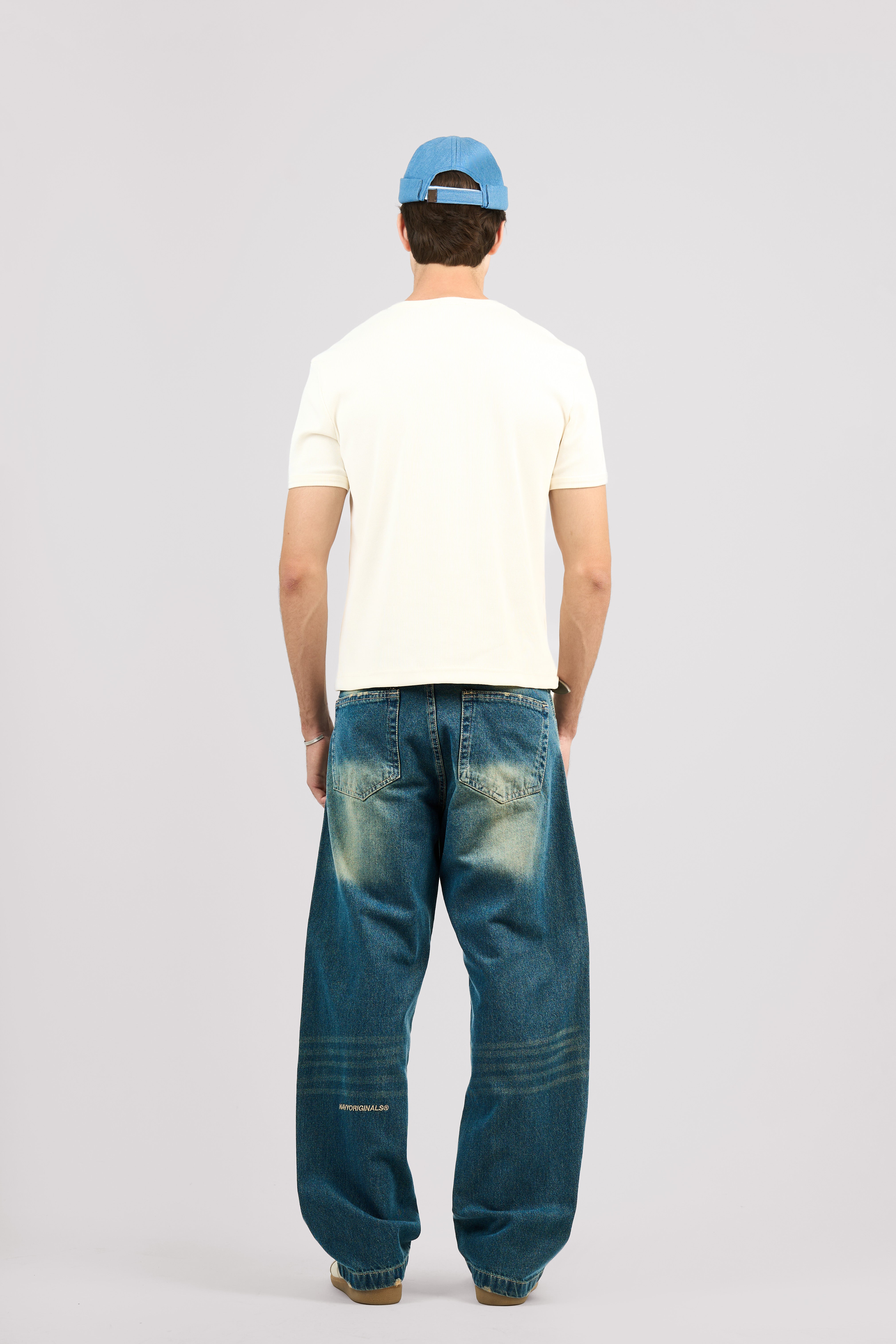 DARK BLUE REGULAR SLANTED JEANS