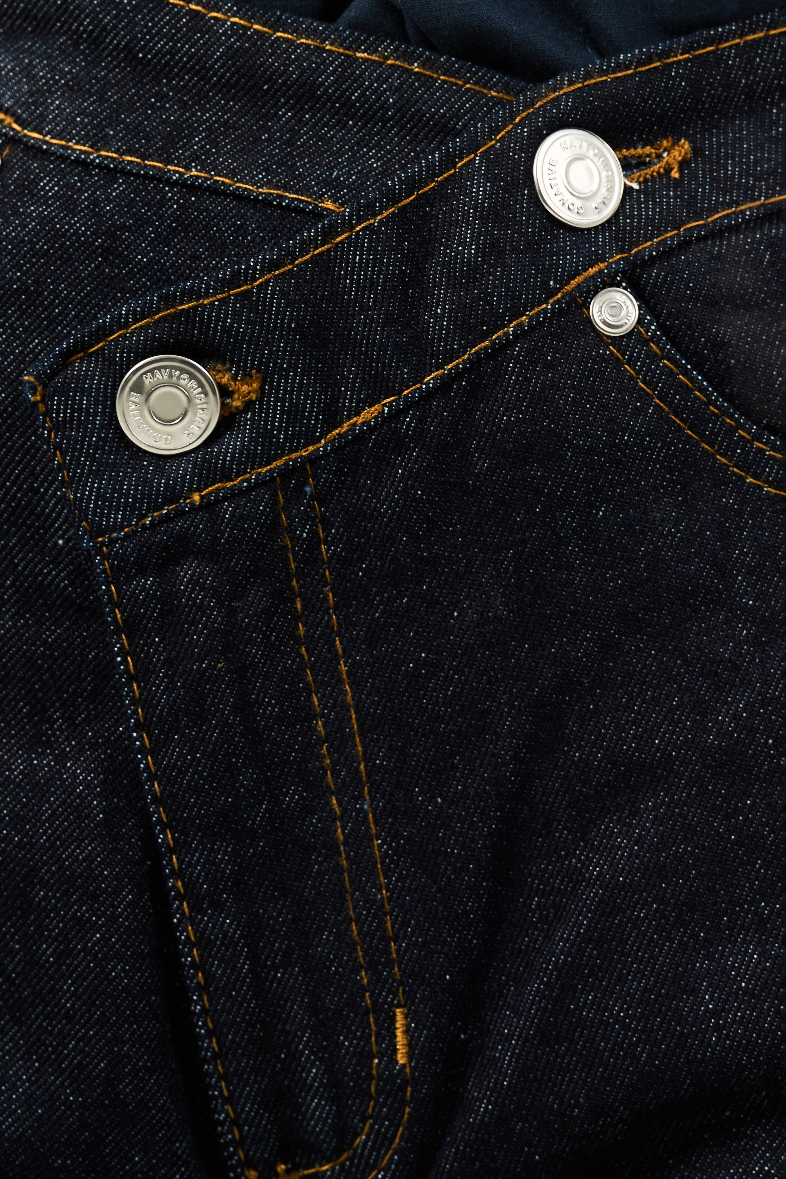 RAW BLUE CRISSCROSS WIDE LEG JEANS