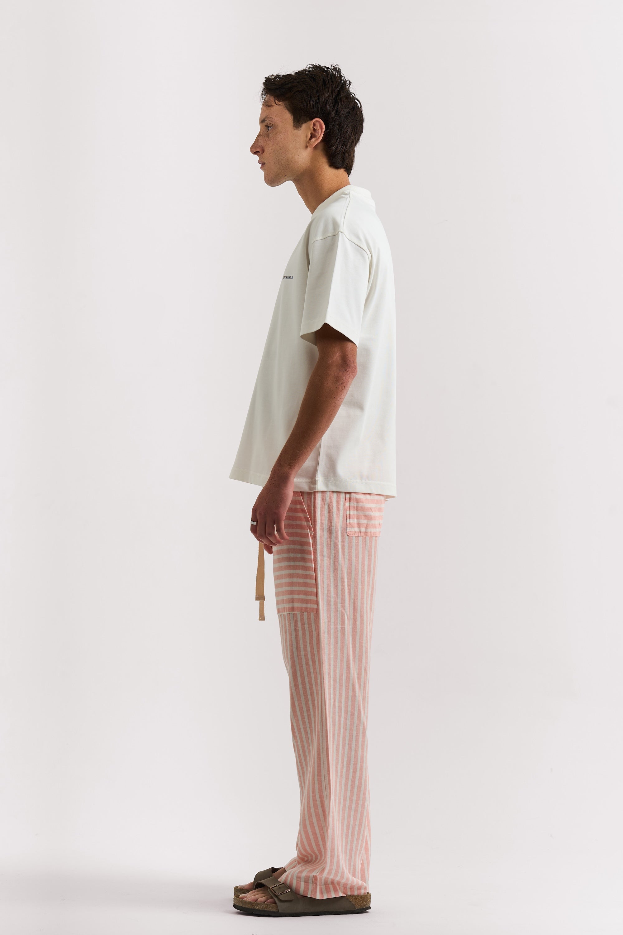 ORANGE STRIPED LINEN PANTS