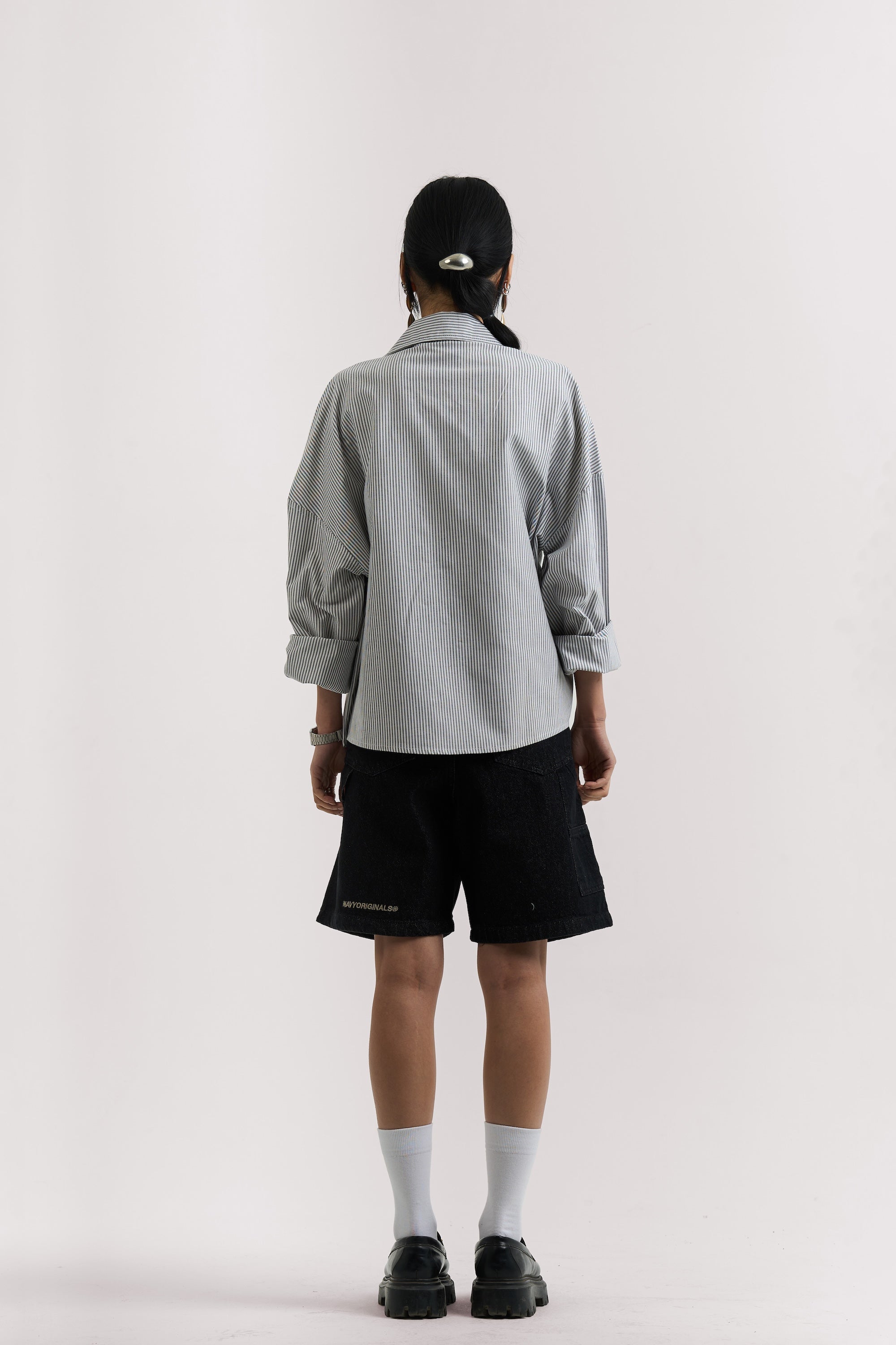 GREY STRIPED LONG SLEEVE SHIRT