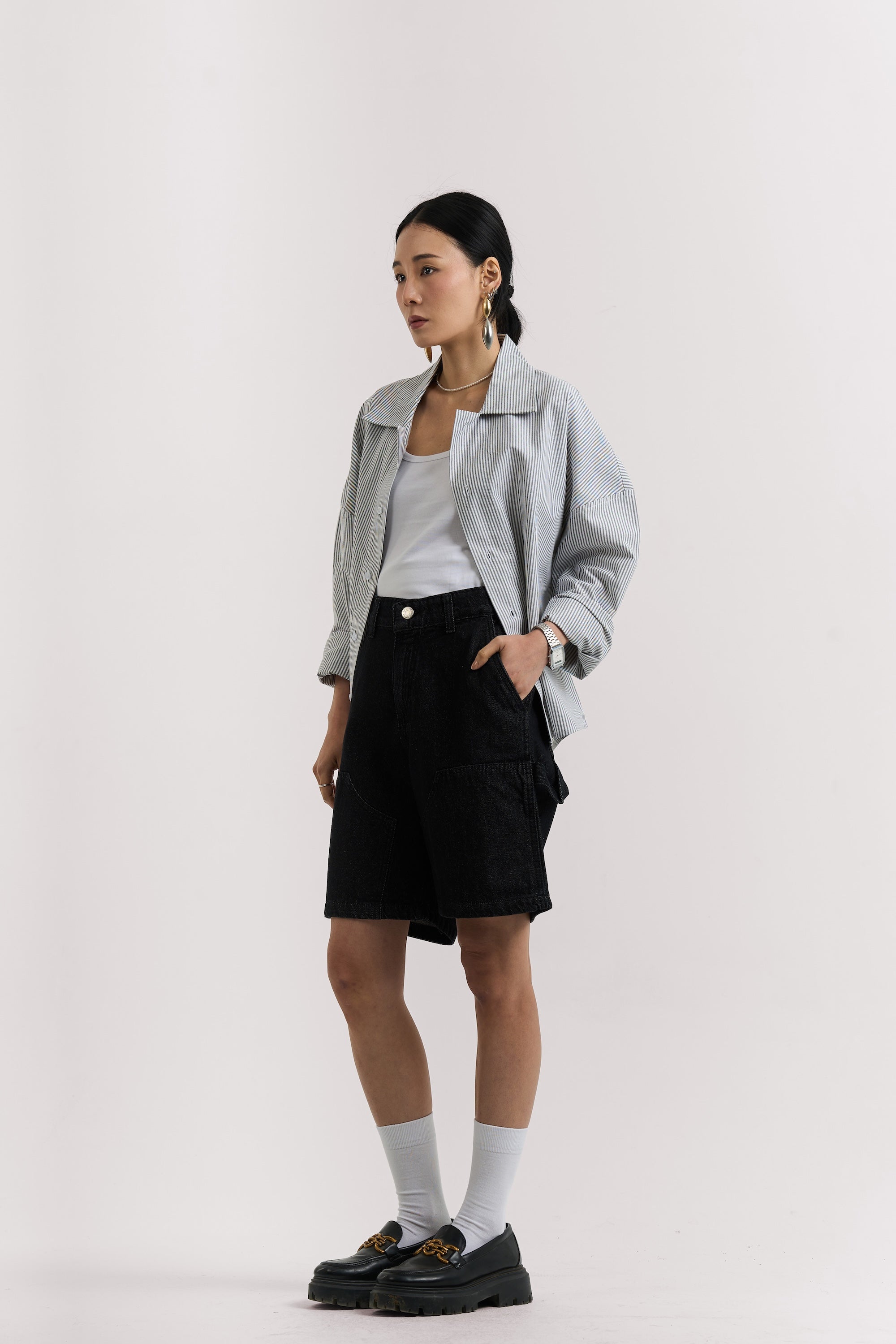 GREY STRIPED LONG SLEEVE SHIRT