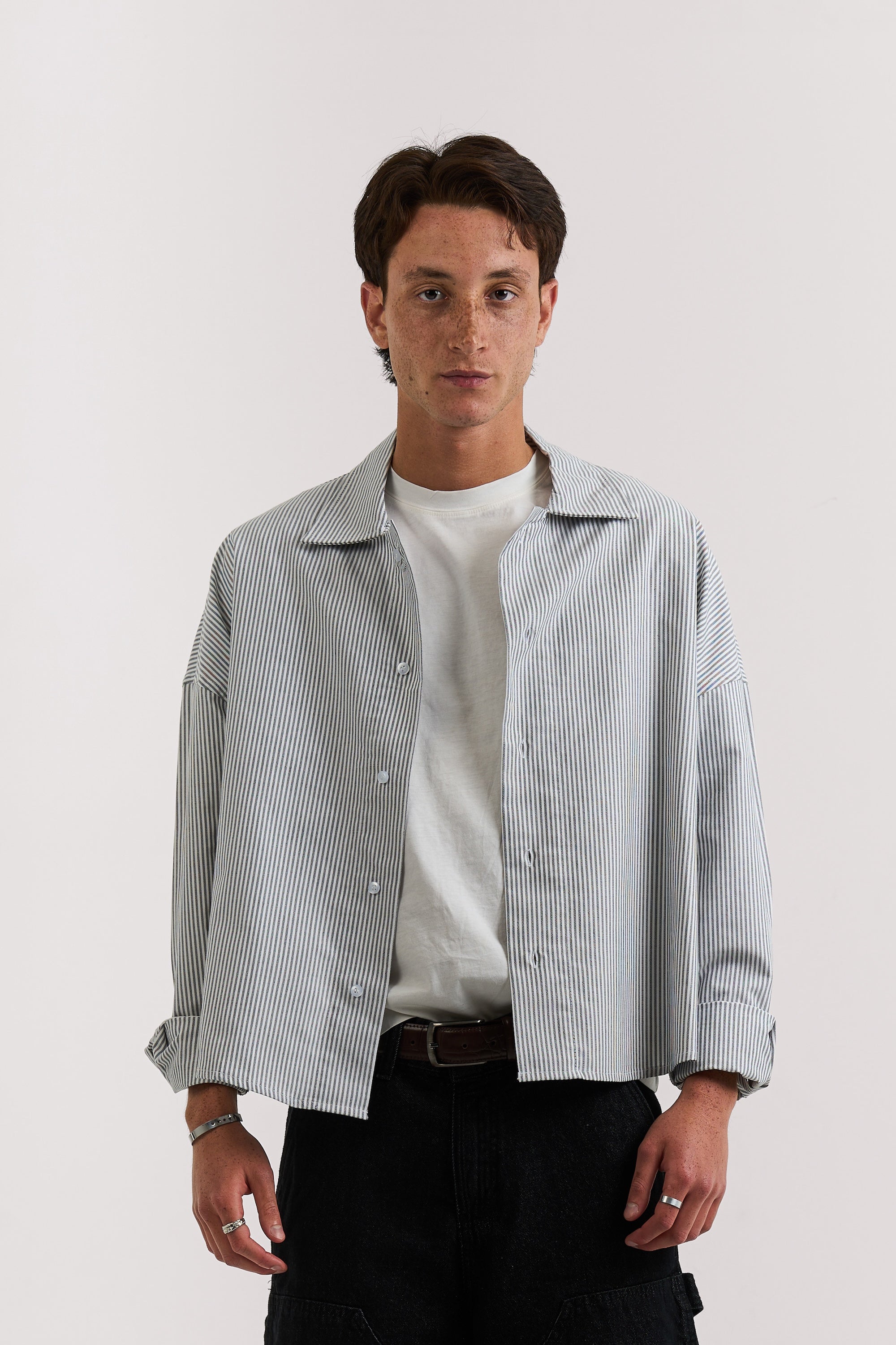GREY STRIPED LONG SLEEVE SHIRT