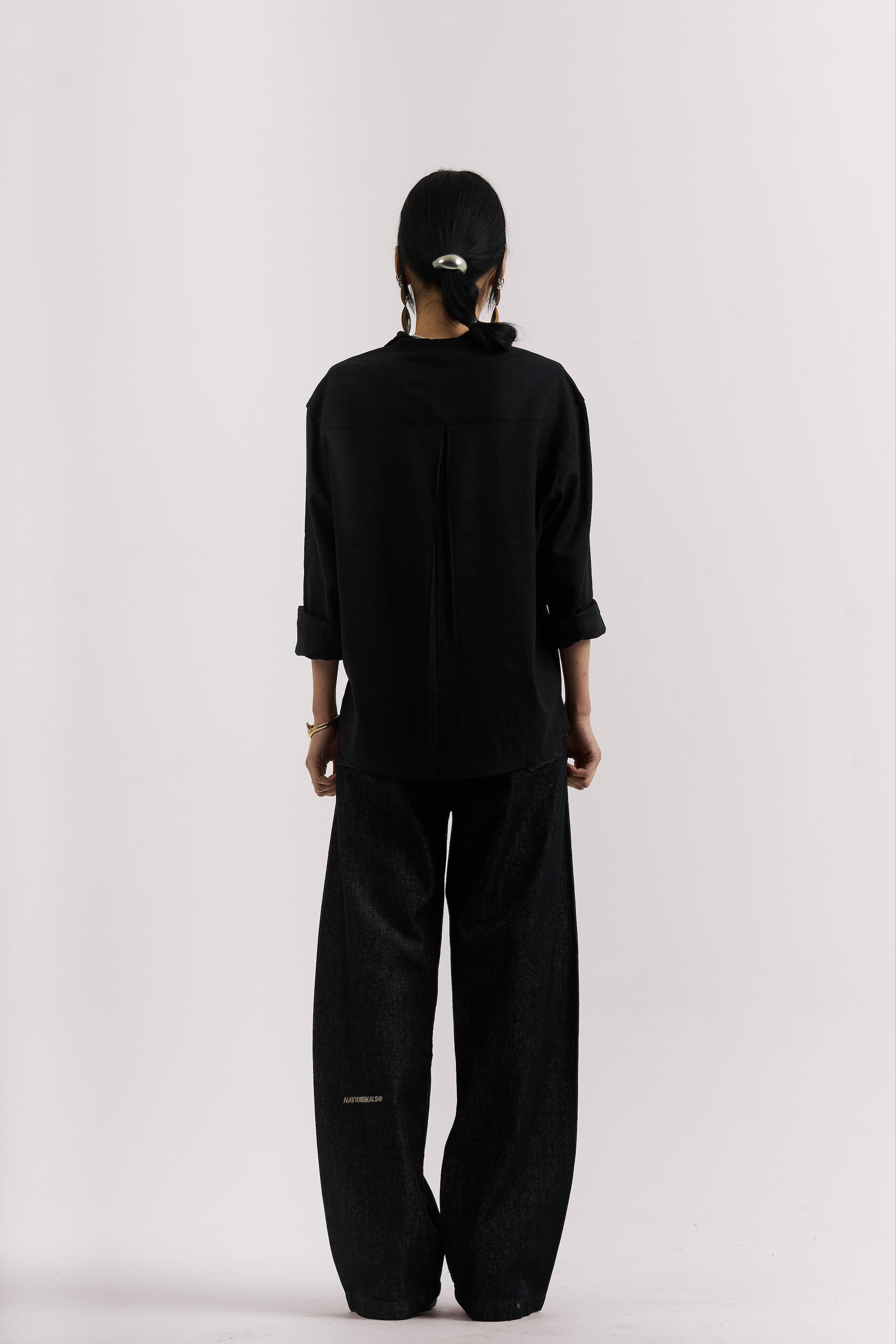 RAW BLACK LIGHT WEIGHT BAGGY JEANS