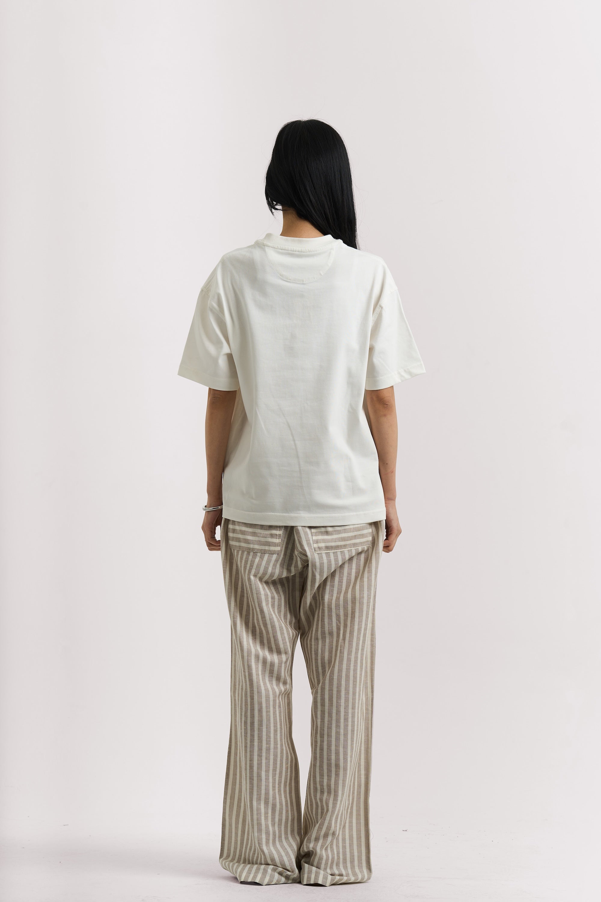 BEIGE STRIPED LINEN PANTS