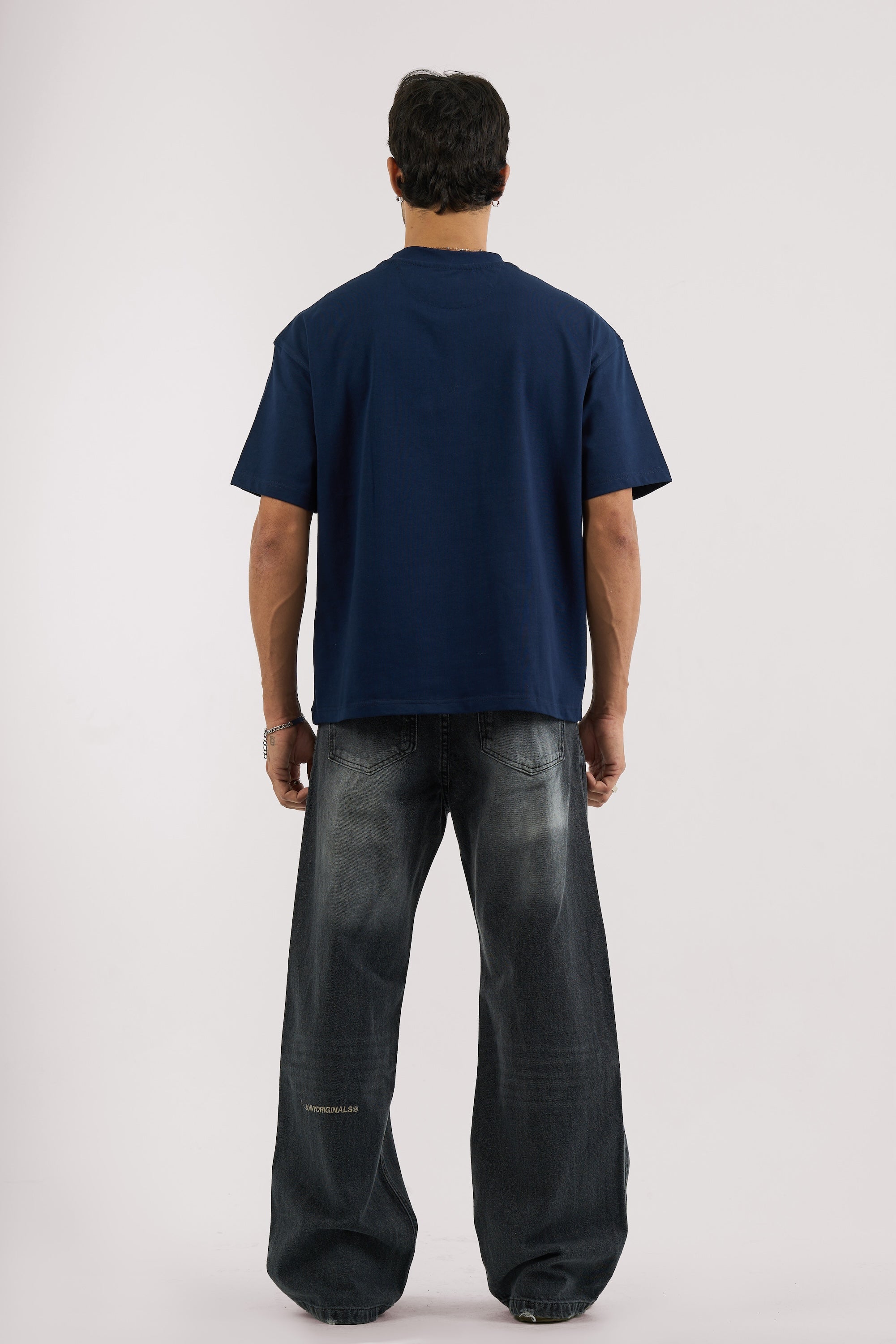 WASHED BLACK WIDE LEG JEANS MENS