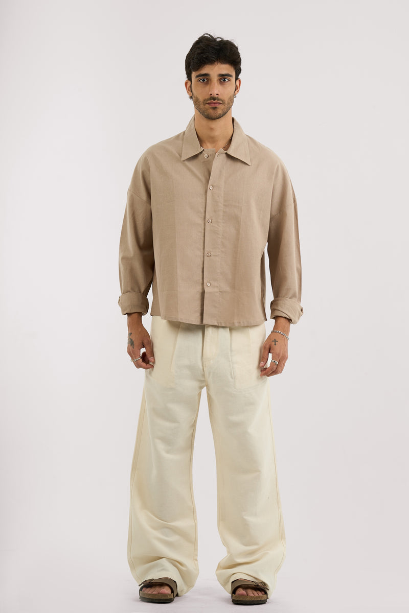 OFF WHITE PLEATED LINEN PANTS