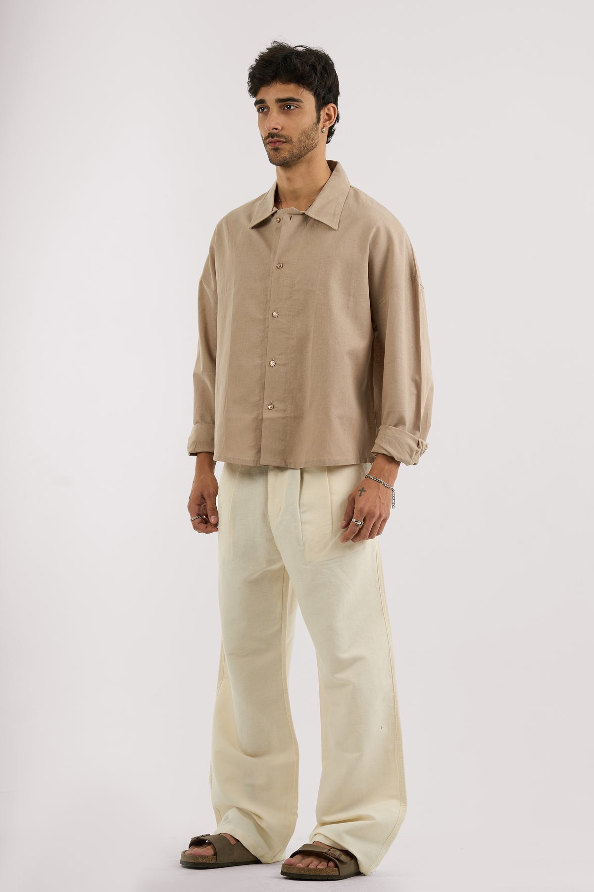 OFF WHITE PLEATED LINEN PANTS
