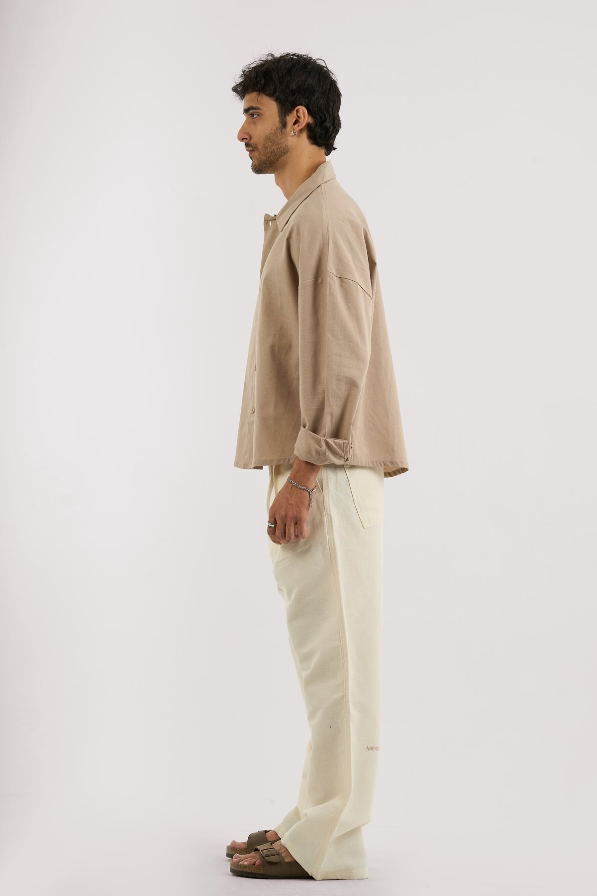 OFF WHITE PLEATED LINEN PANTS