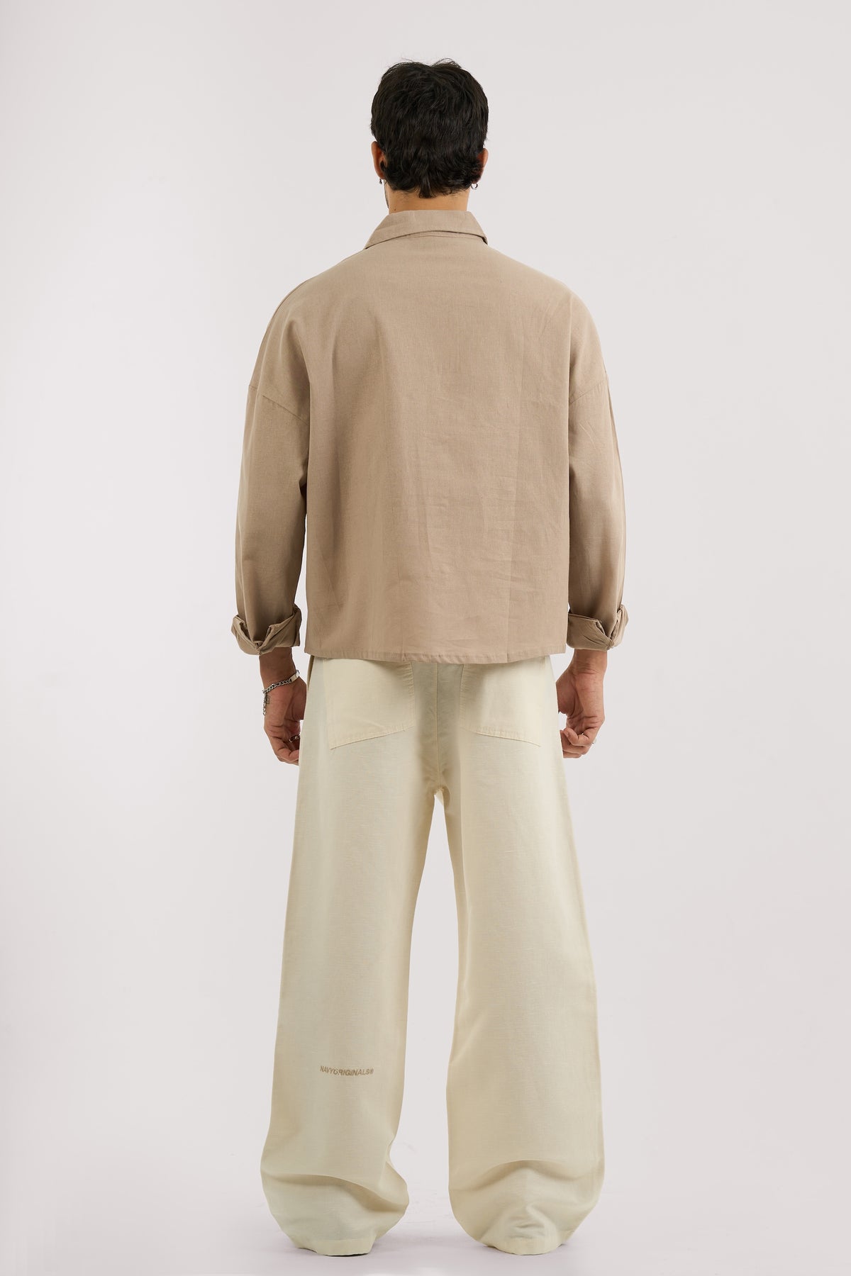 OFF WHITE PLEATED LINEN PANTS