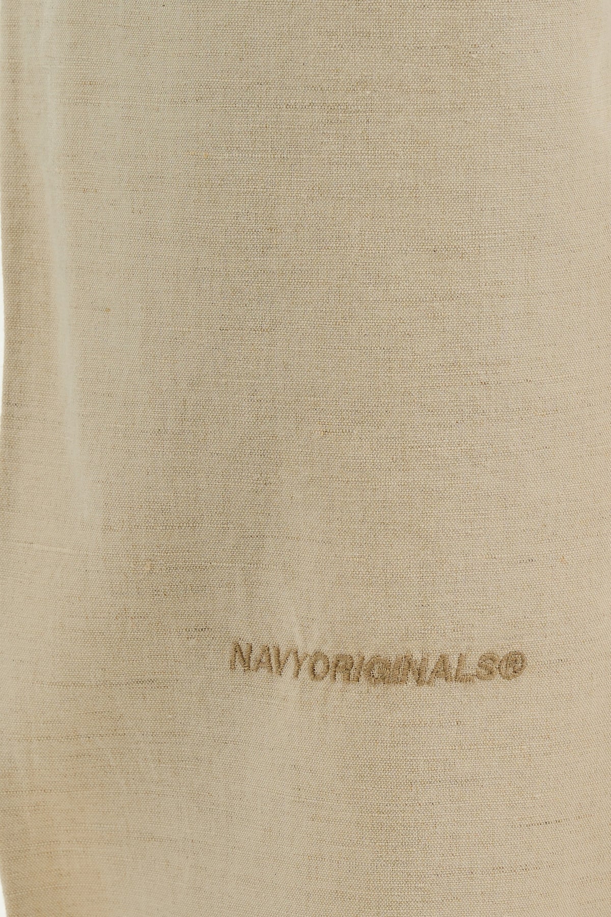 BEIGE PLEATED LINEN PANTS