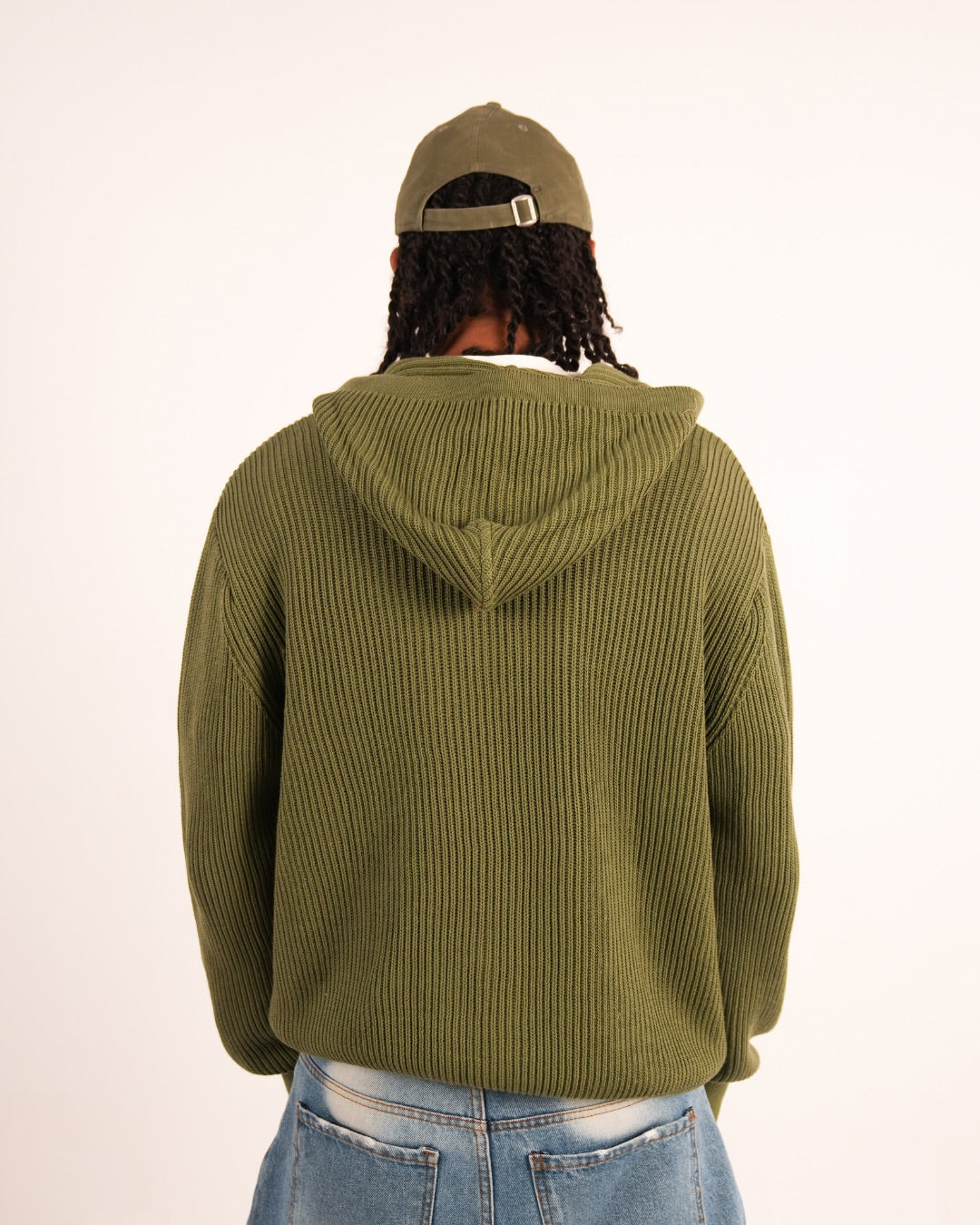 OLIVE KNIT ZIPUP