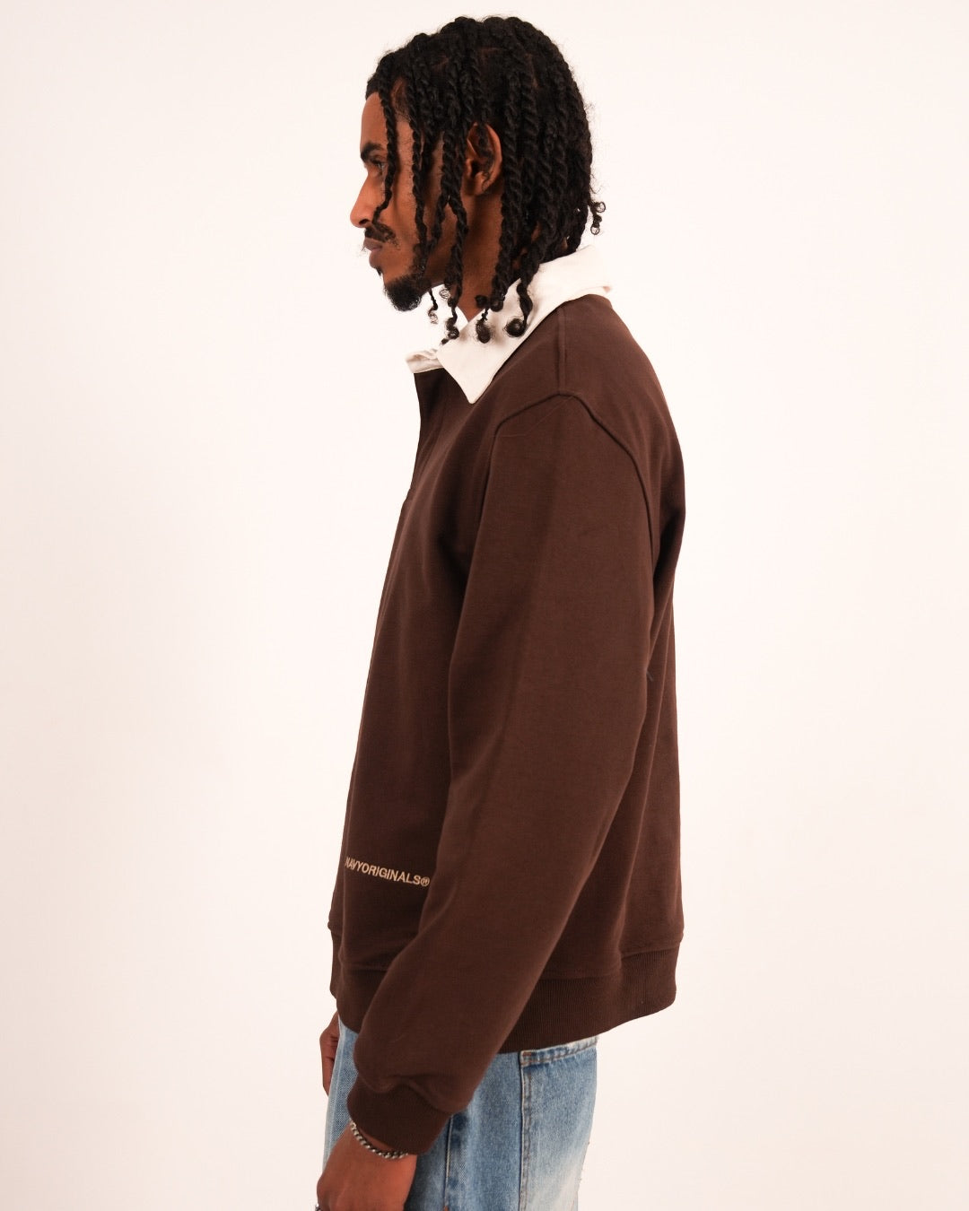 BROWN ESSENTIAL RUGBY POLO