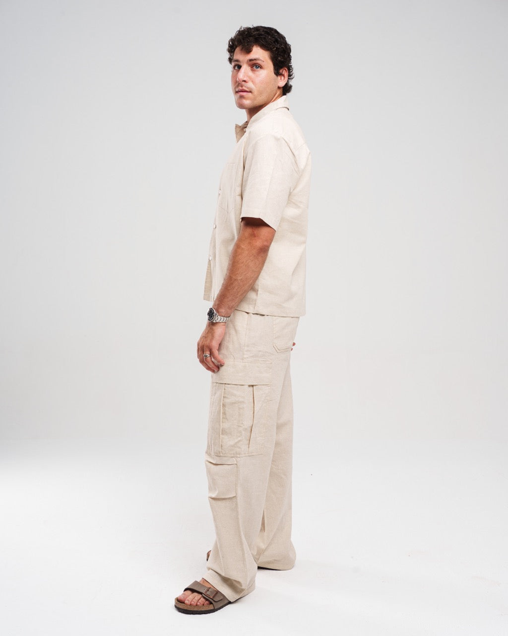 BEIGE SHORT SLEEVE SHIRT