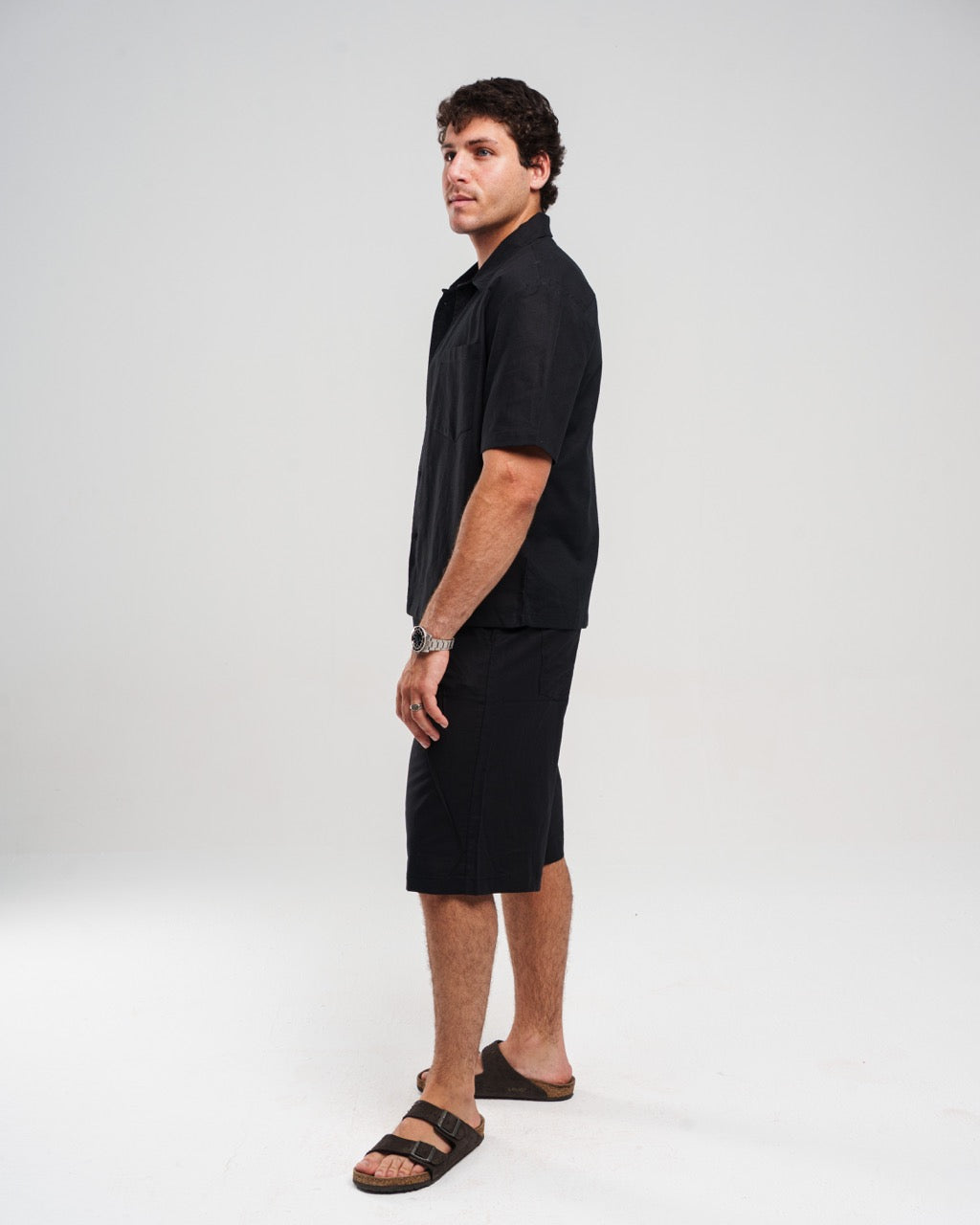 BLACK LINEN SHORT