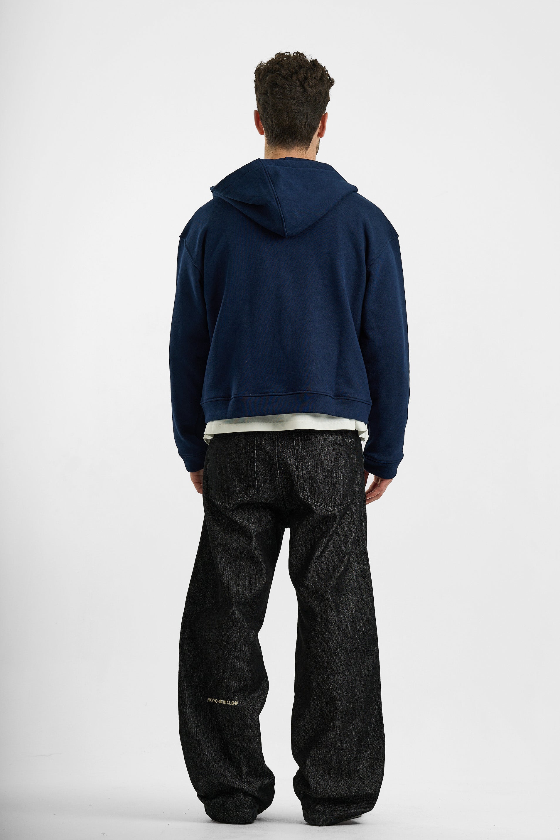 RAW BLACK DOUBLE PLEATED JEANS