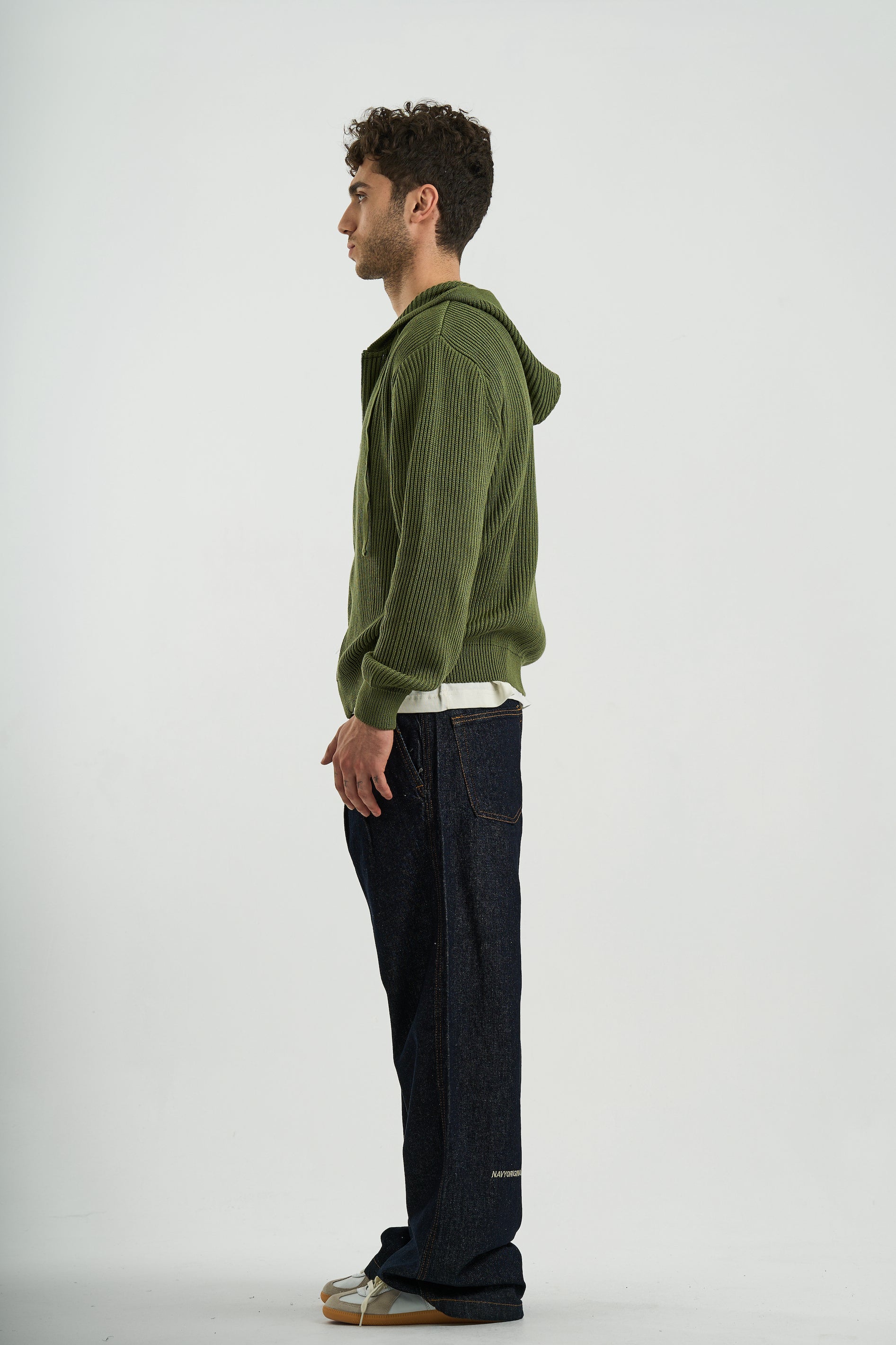 OLIVE KNIT ZIPUP