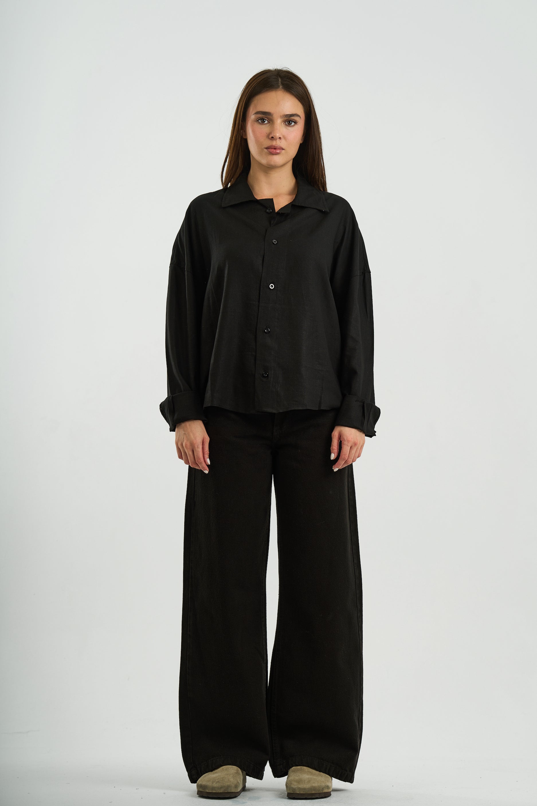 BLACK WIDE LEG JEANS WOMENS