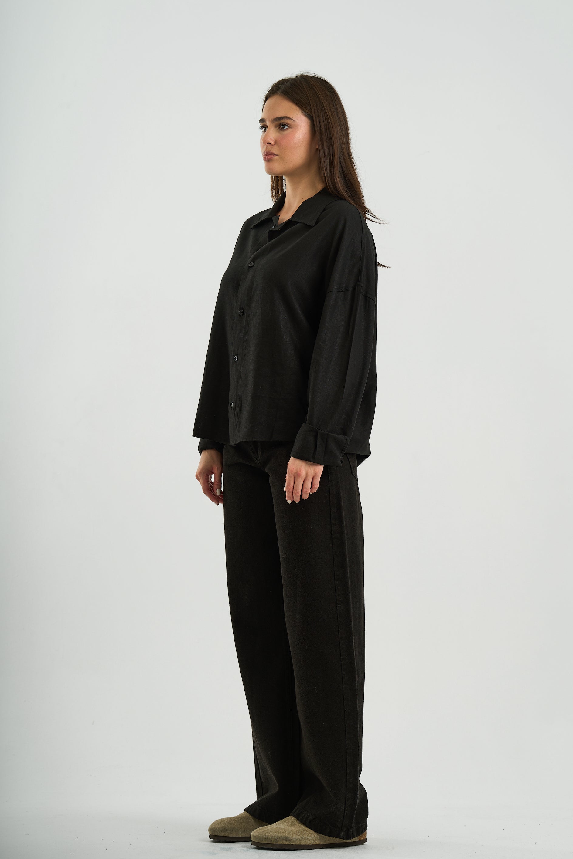 BLACK WIDE LEG JEANS WOMENS