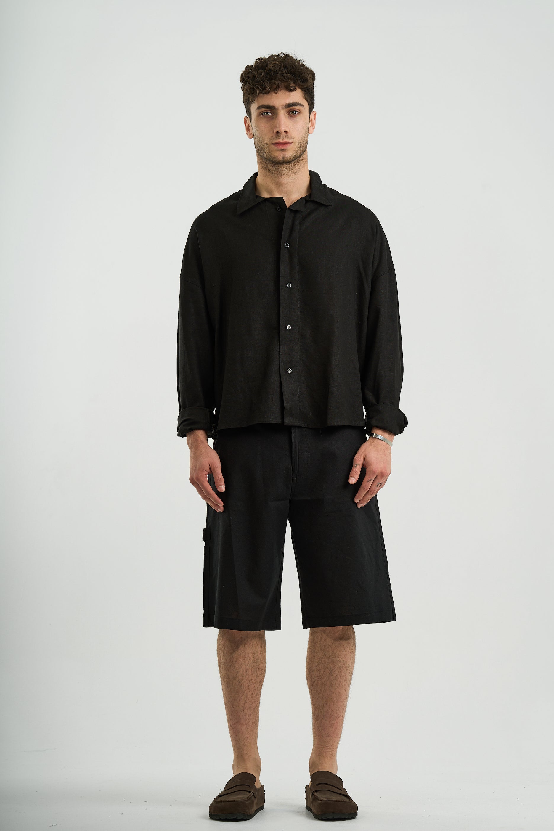 BLACK LINEN SHORT