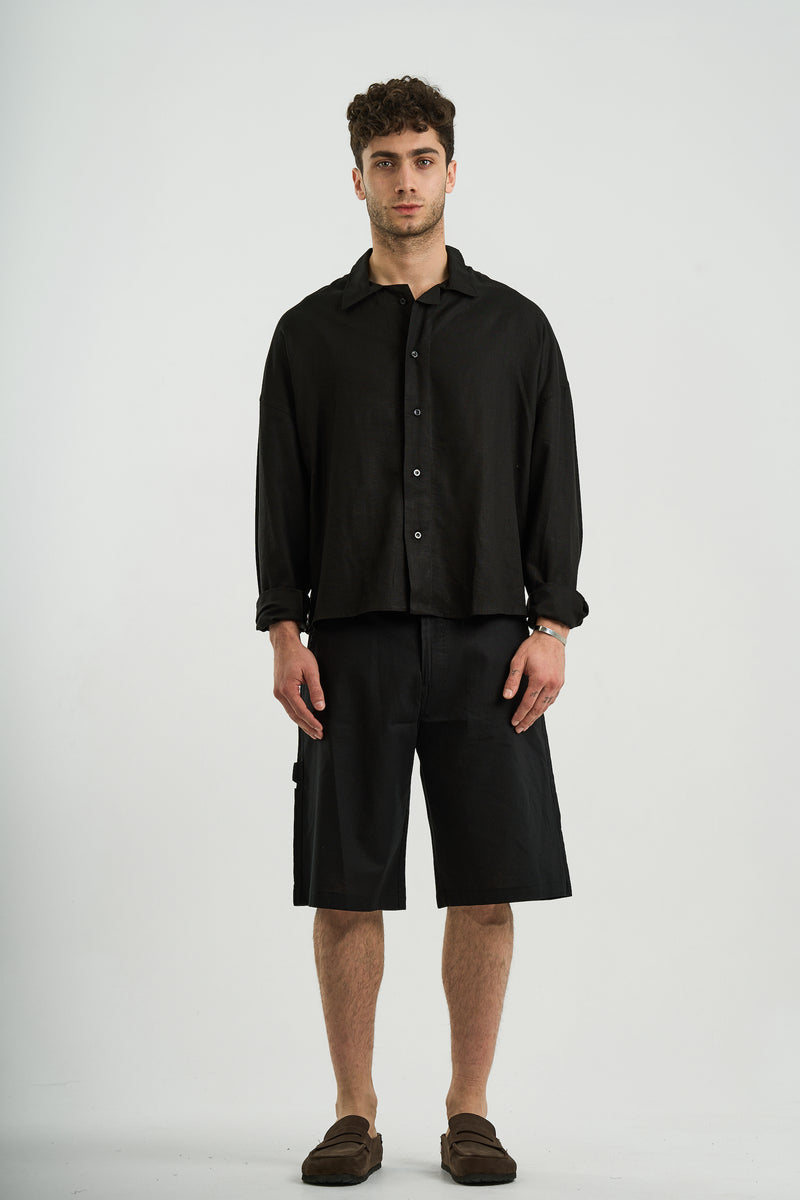BLACK LINEN SHORT