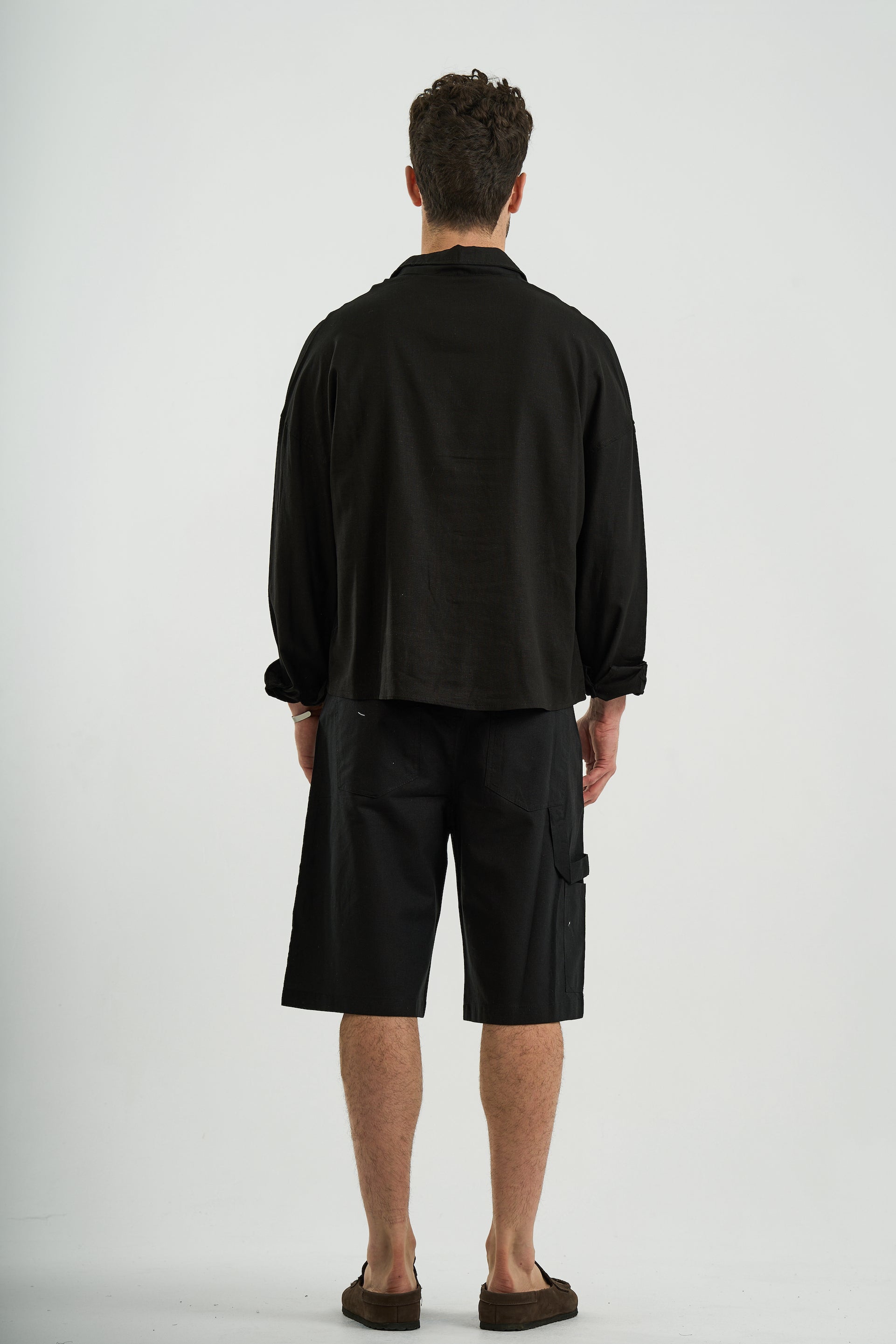 BLACK LONG SLEEVE LINEN SHIRT