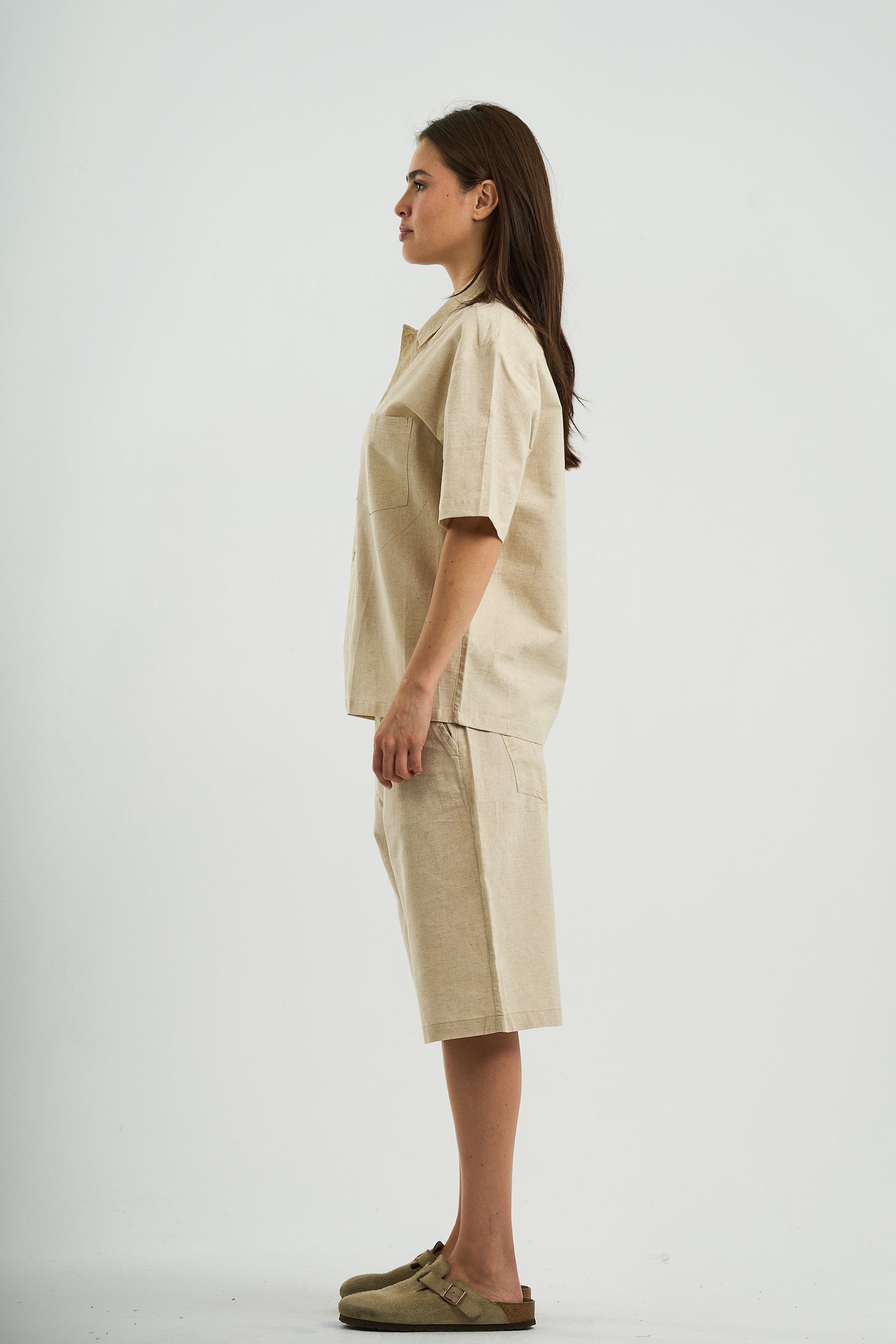 BEIGE SHORT SLEEVE SHIRT