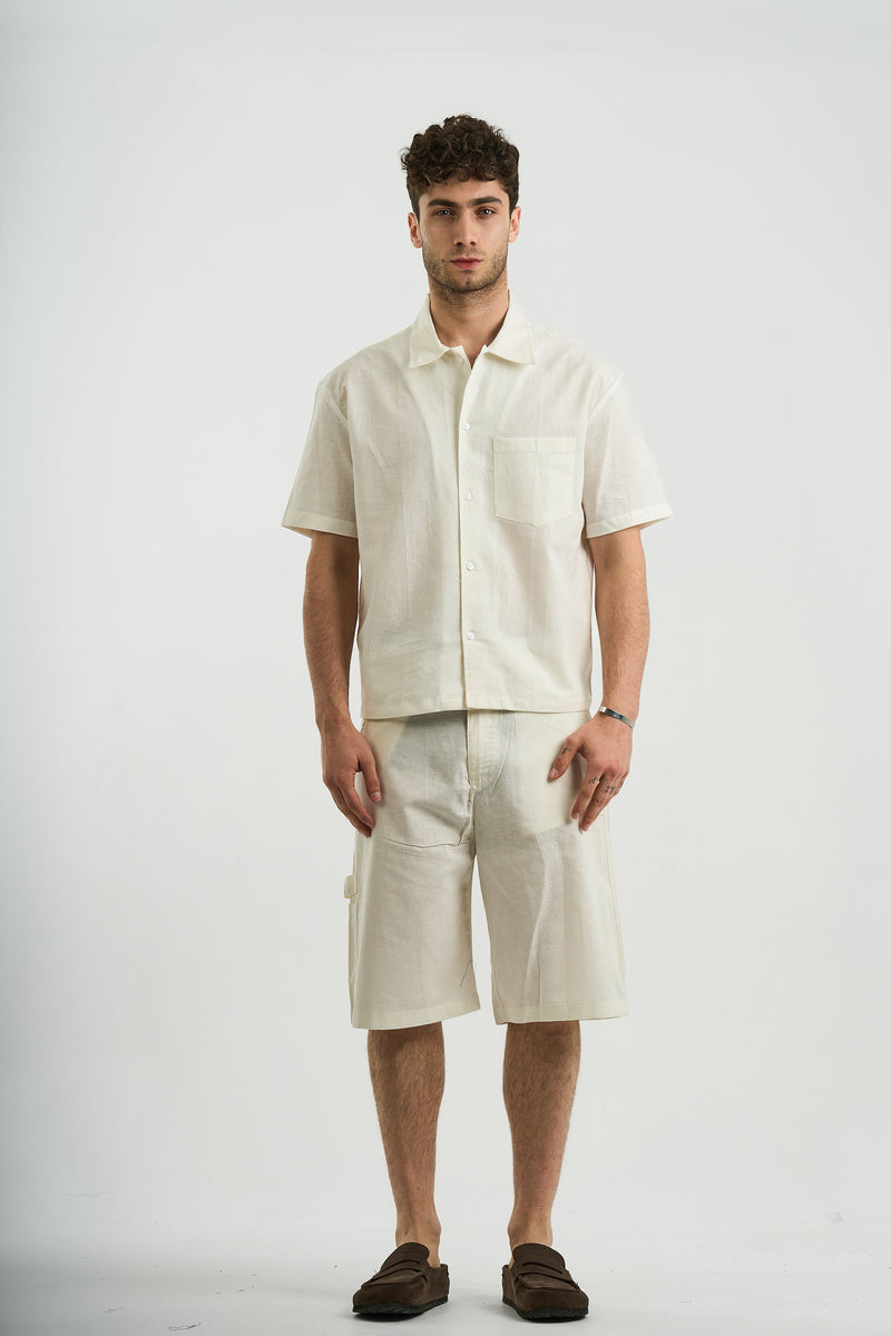 WHITE LINEN SHORT