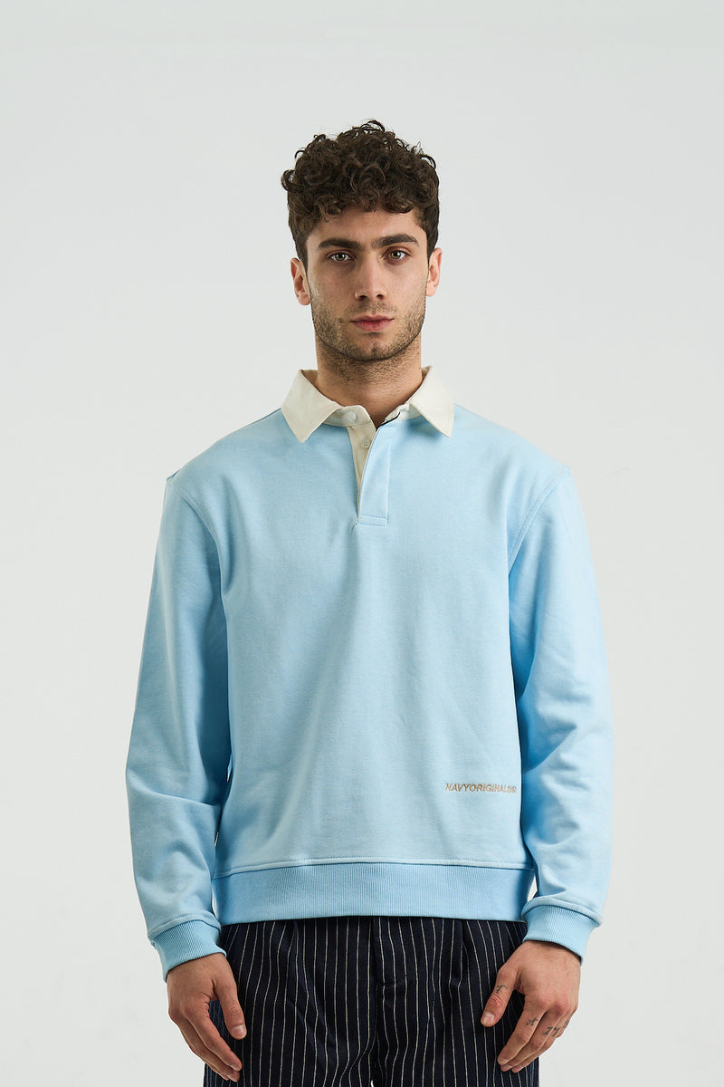 BABY BLUE ESSENTIAL RUGBY POLO