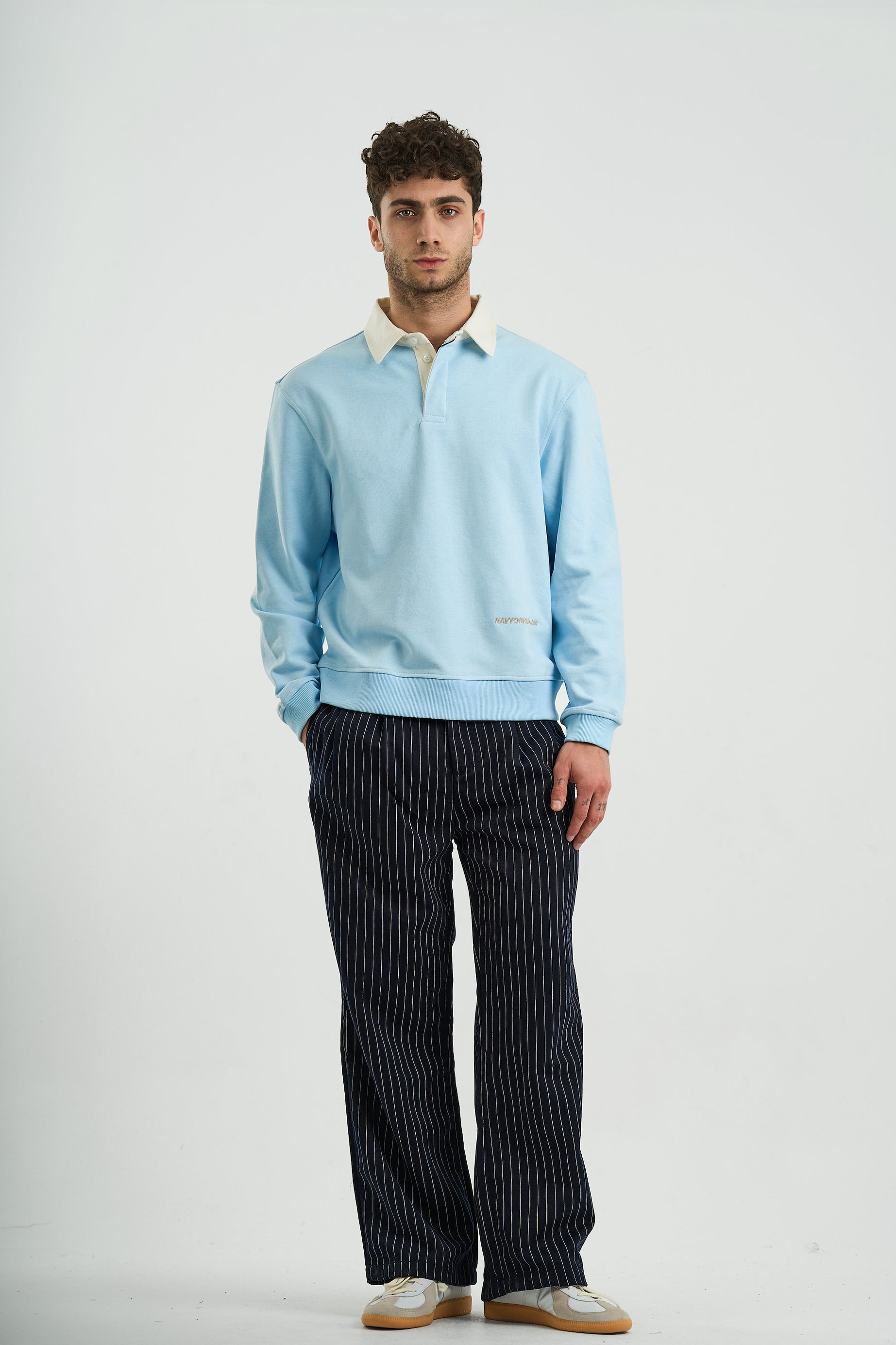 BABY BLUE ESSENTIAL RUGBY POLO