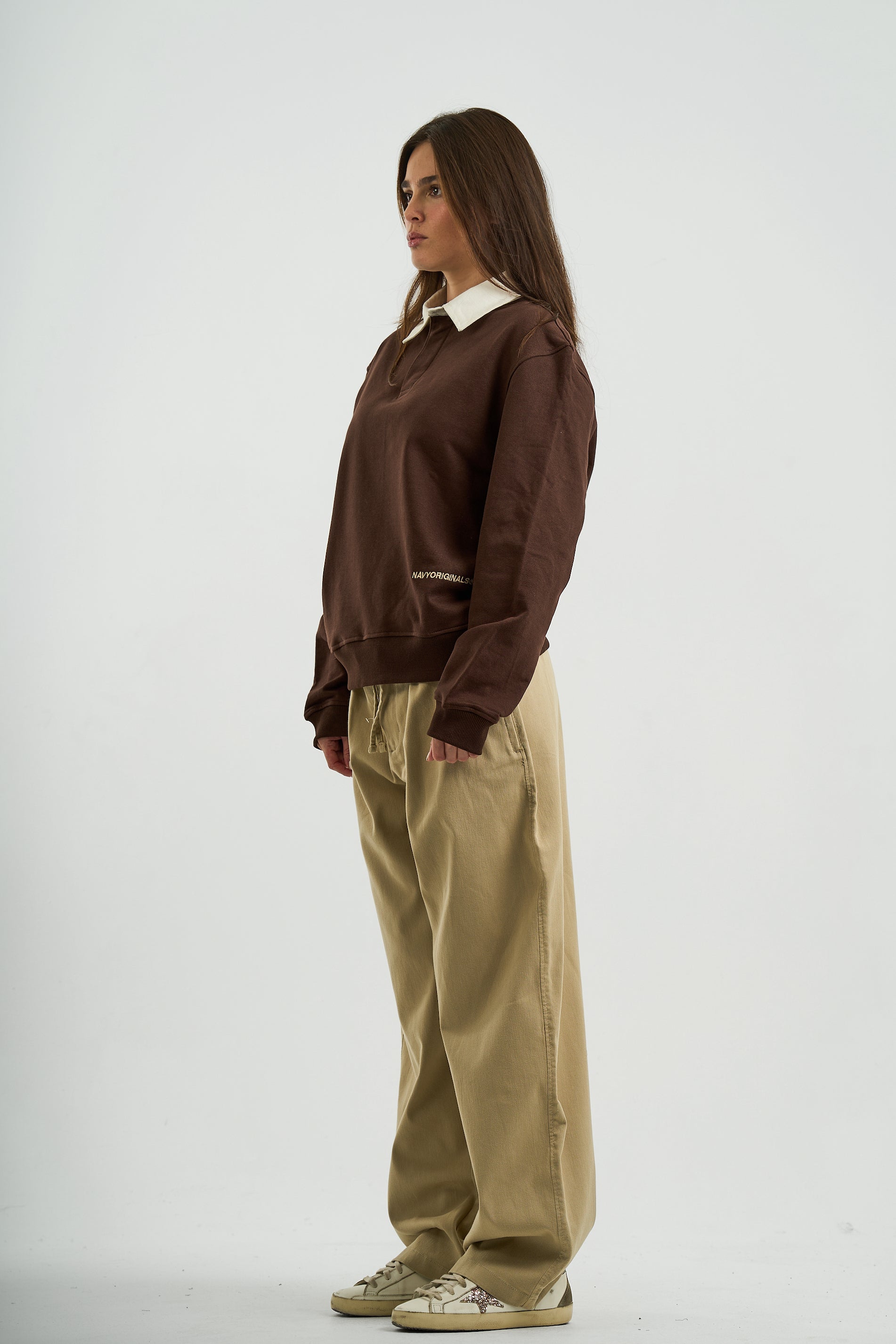 BROWN ESSENTIAL RUGBY POLO