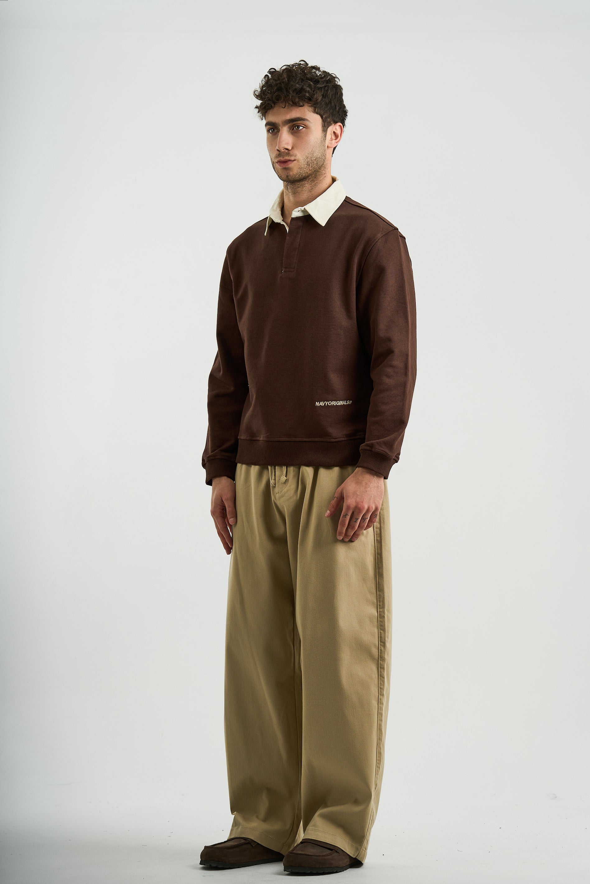 BROWN ESSENTIAL RUGBY POLO