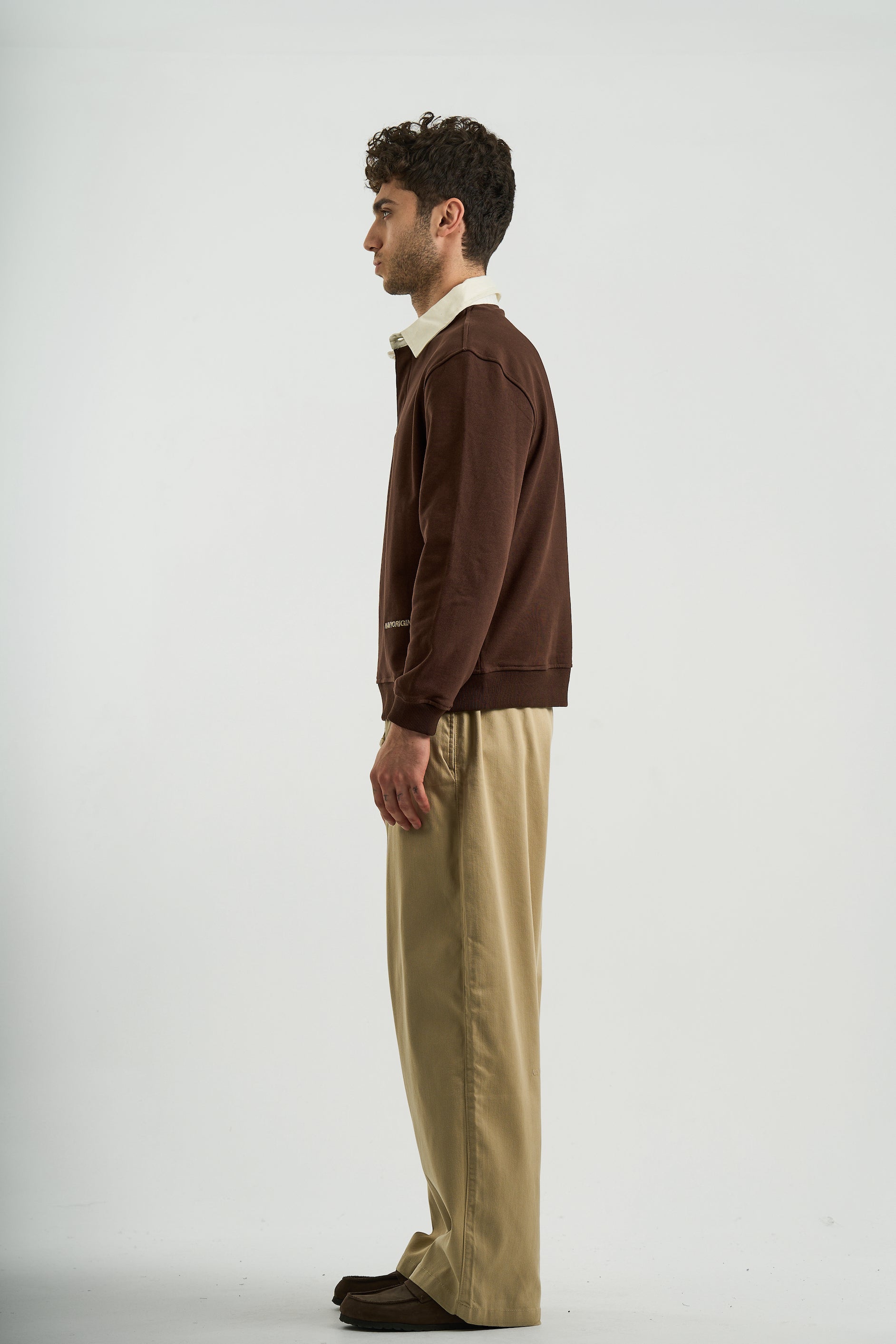 BROWN ESSENTIAL RUGBY POLO
