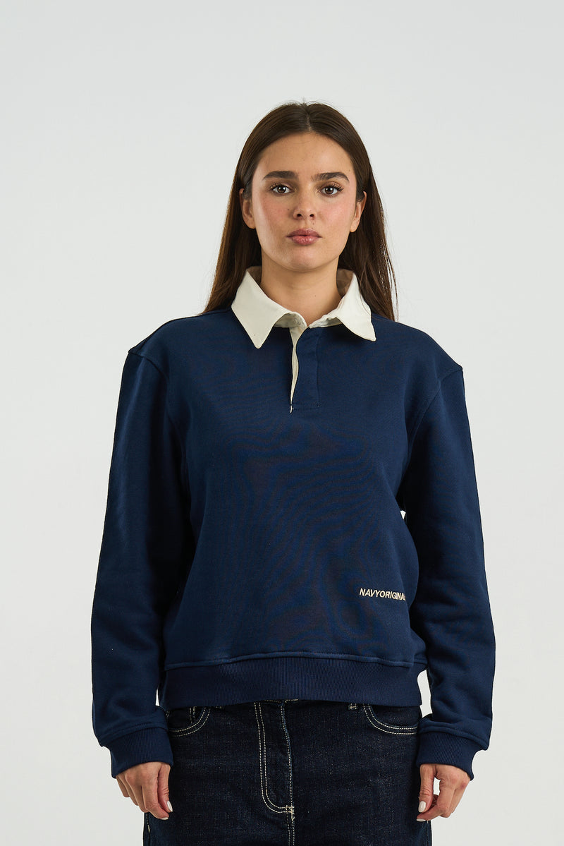 NAVY ESSENTIAL RUGBY POLO