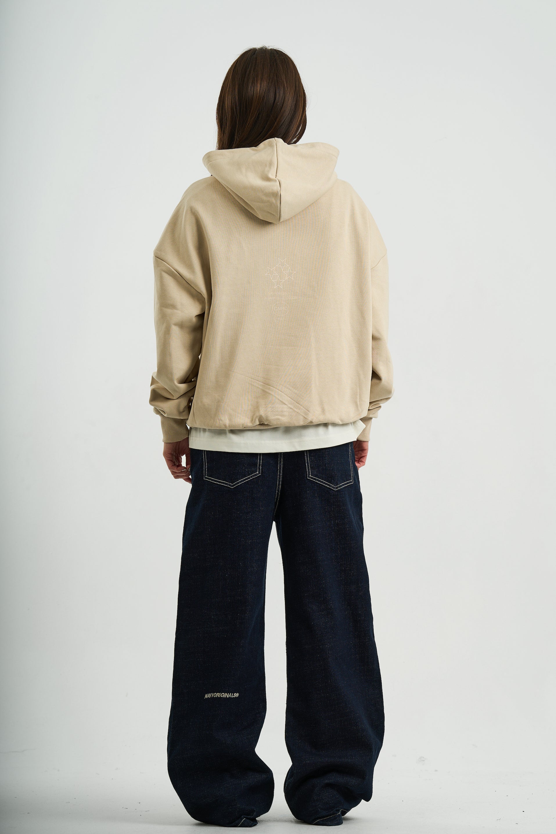 BEIGE VARSITY HOODIE