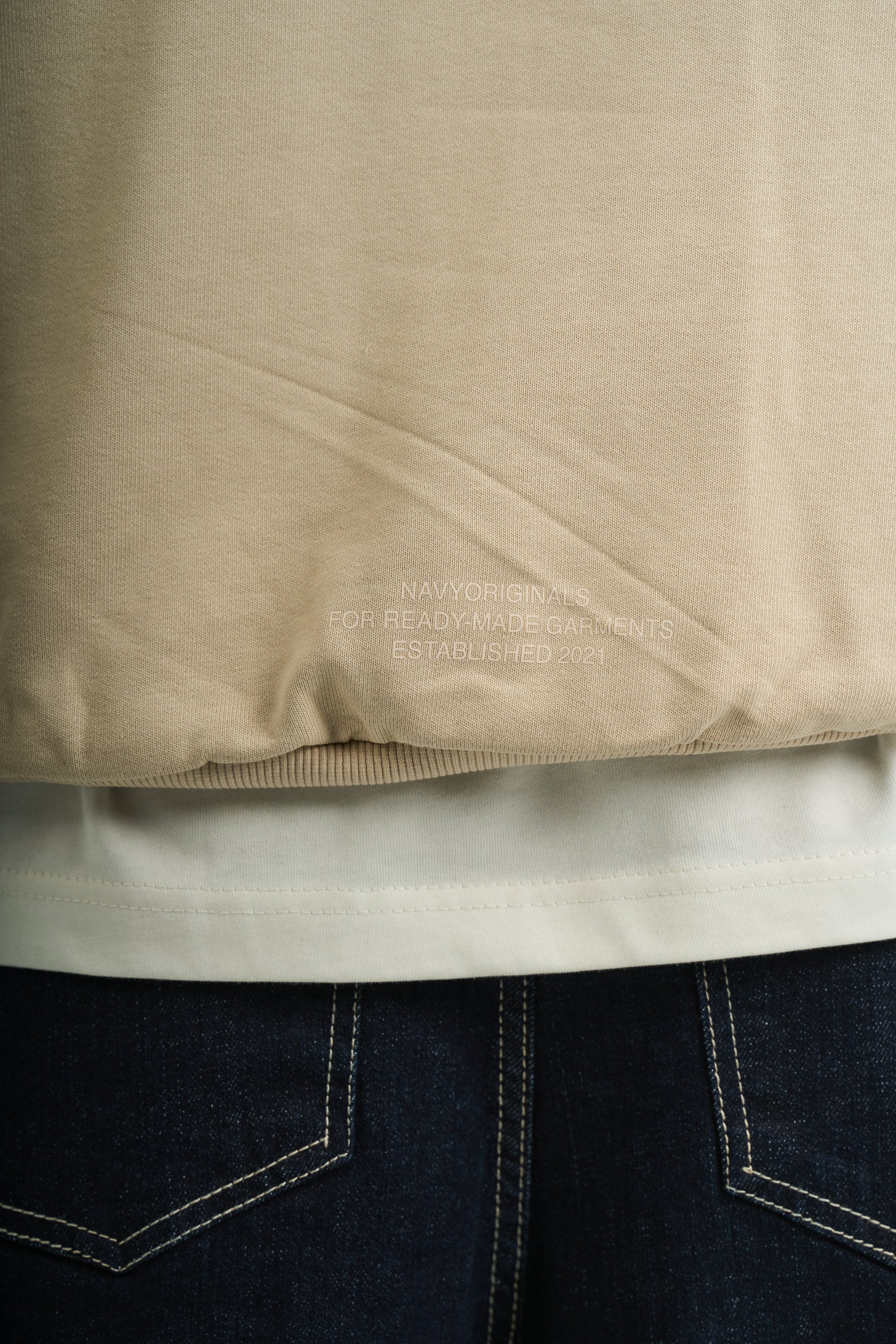 BEIGE VARSITY HOODIE