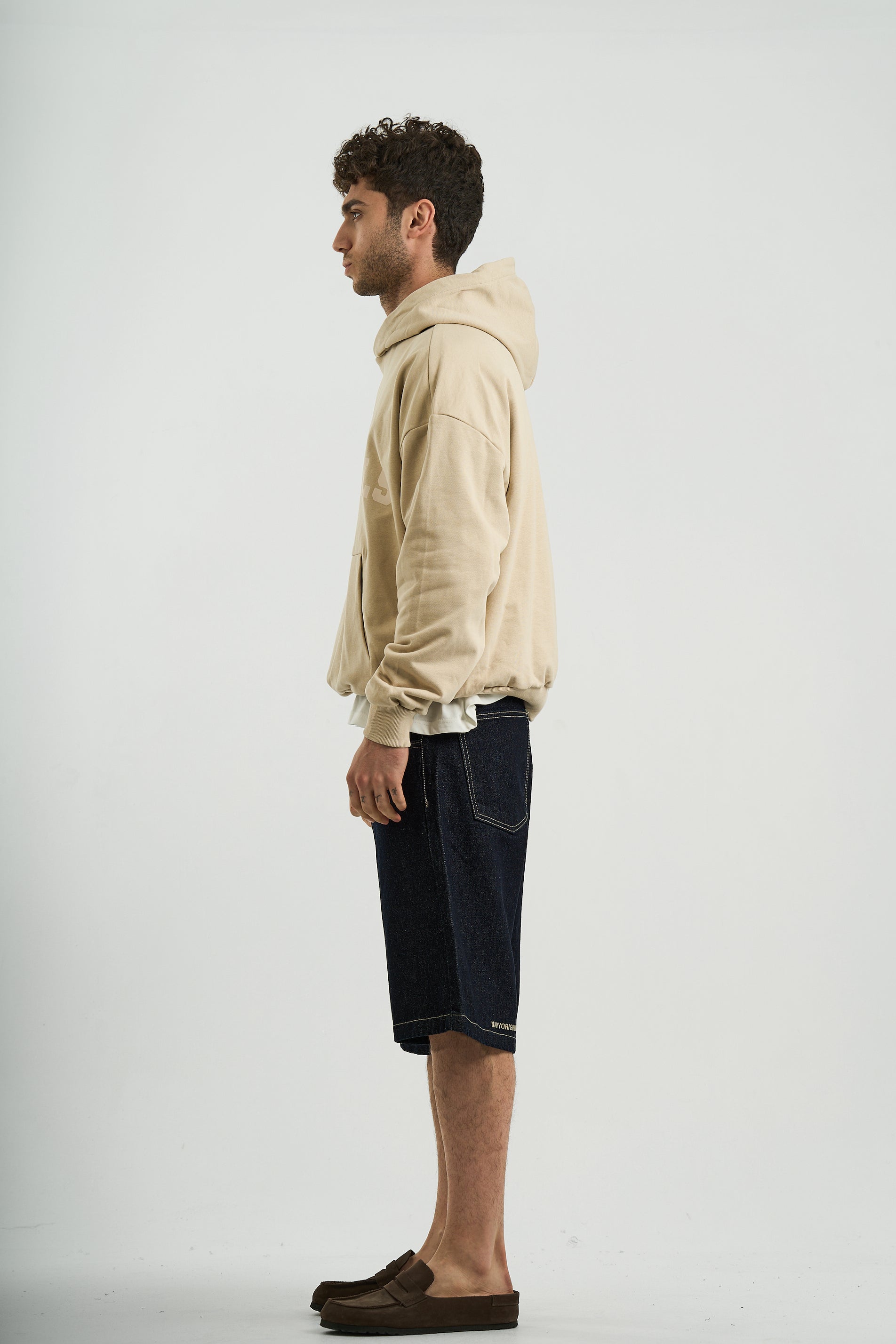 BEIGE VARSITY HOODIE