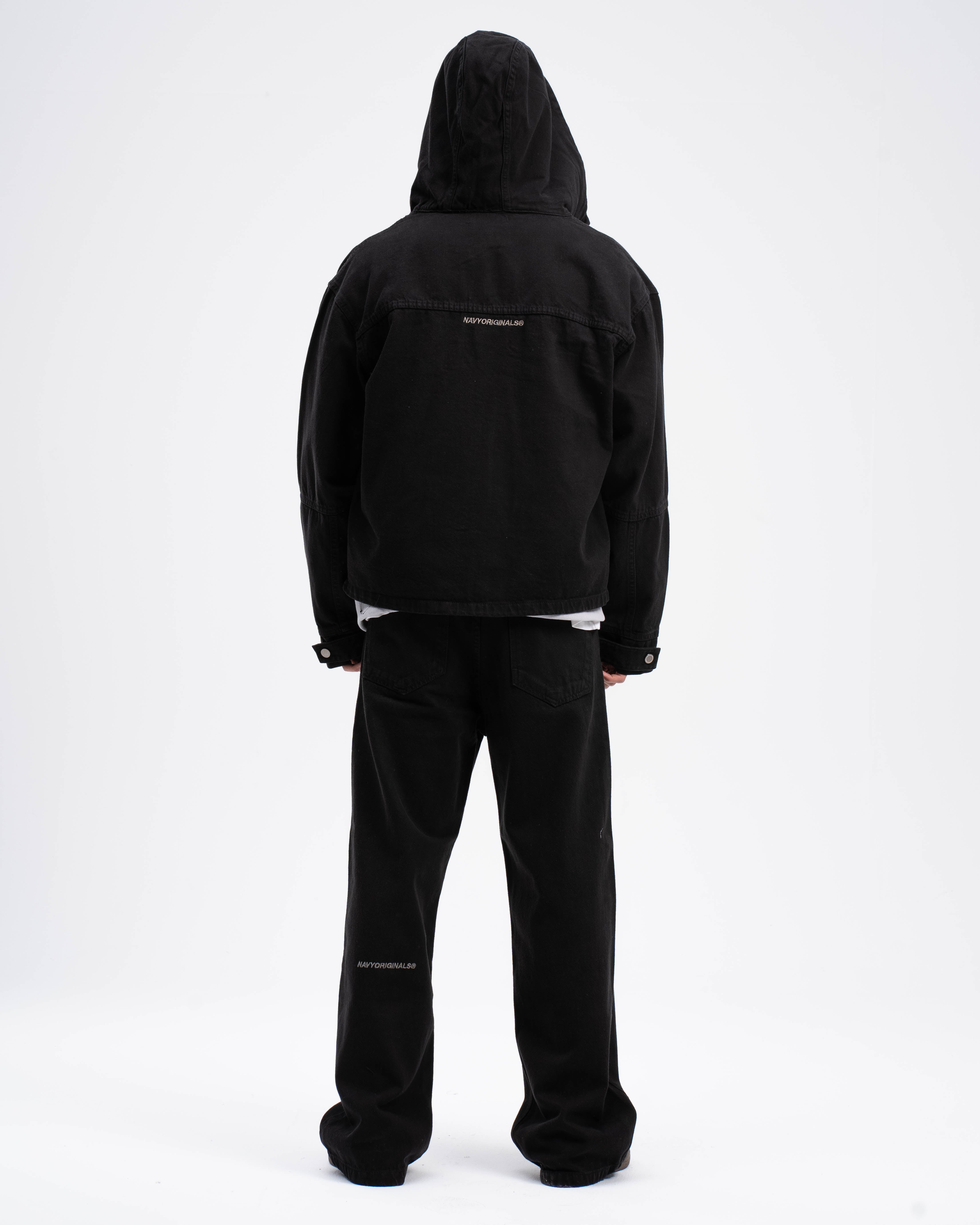 BLACK HOODED DENIM JACKET