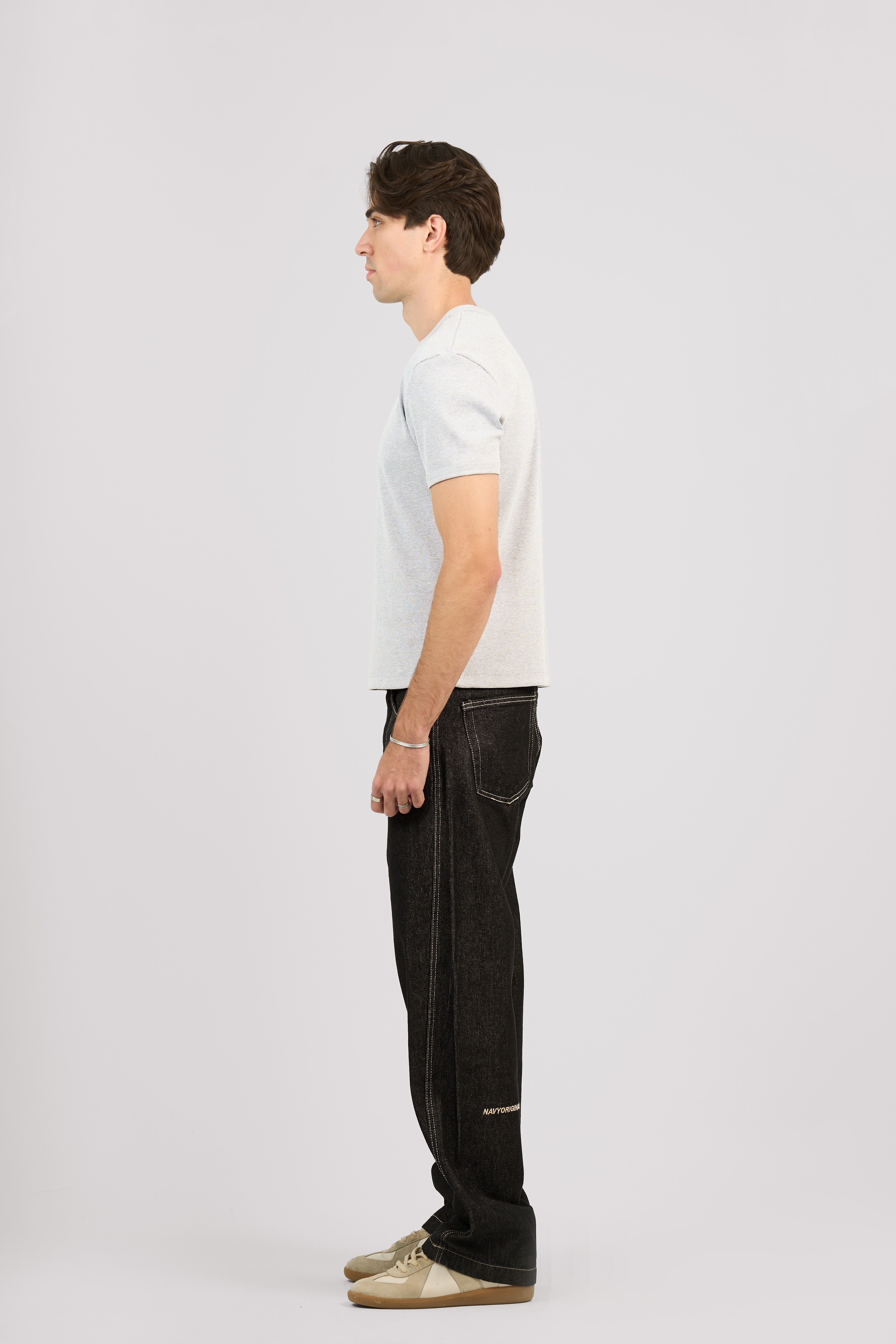 GREY SHORT SLEEVE RIBBED TSHIRT