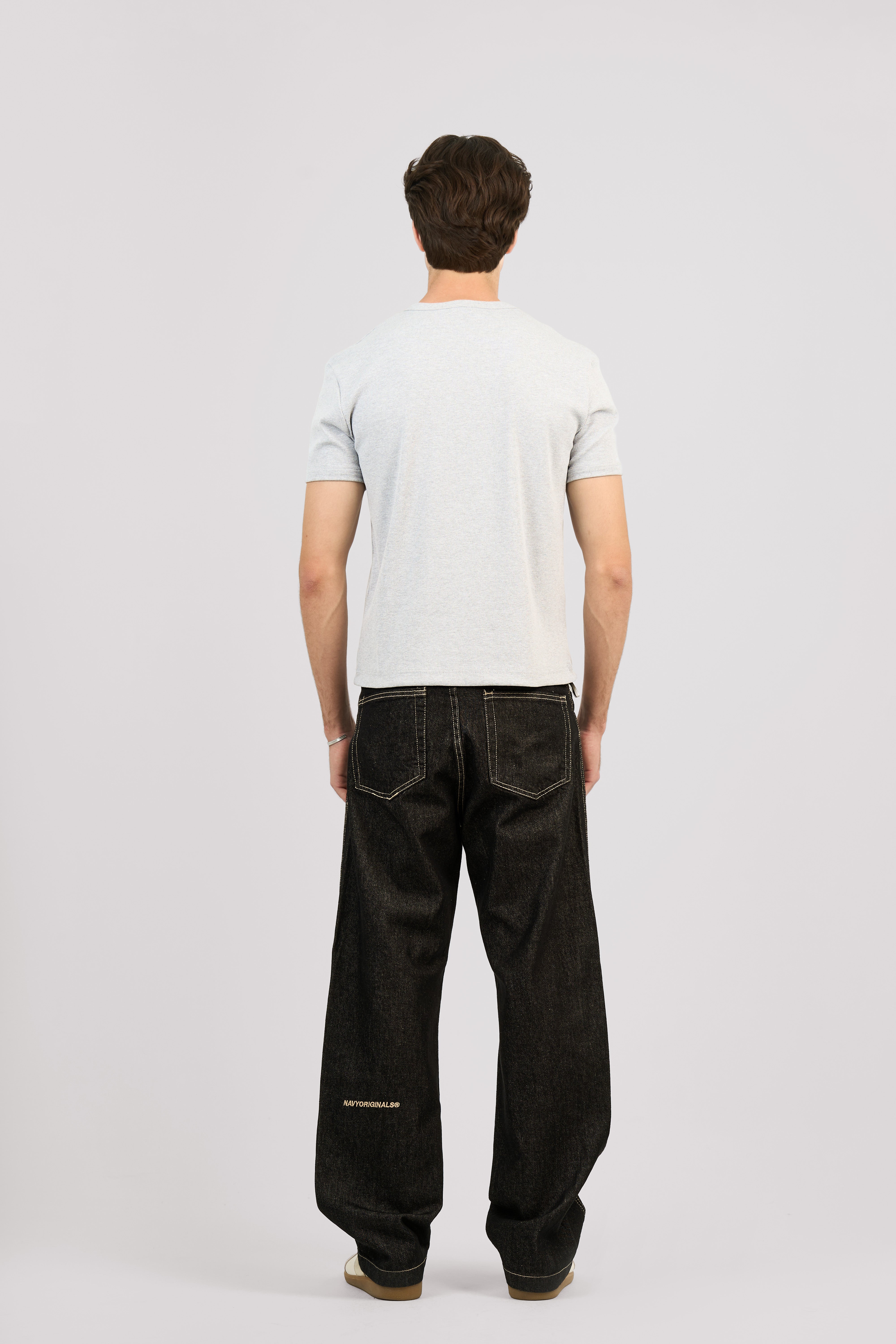 RAW BLACK X WHITE SLANTED JEANS