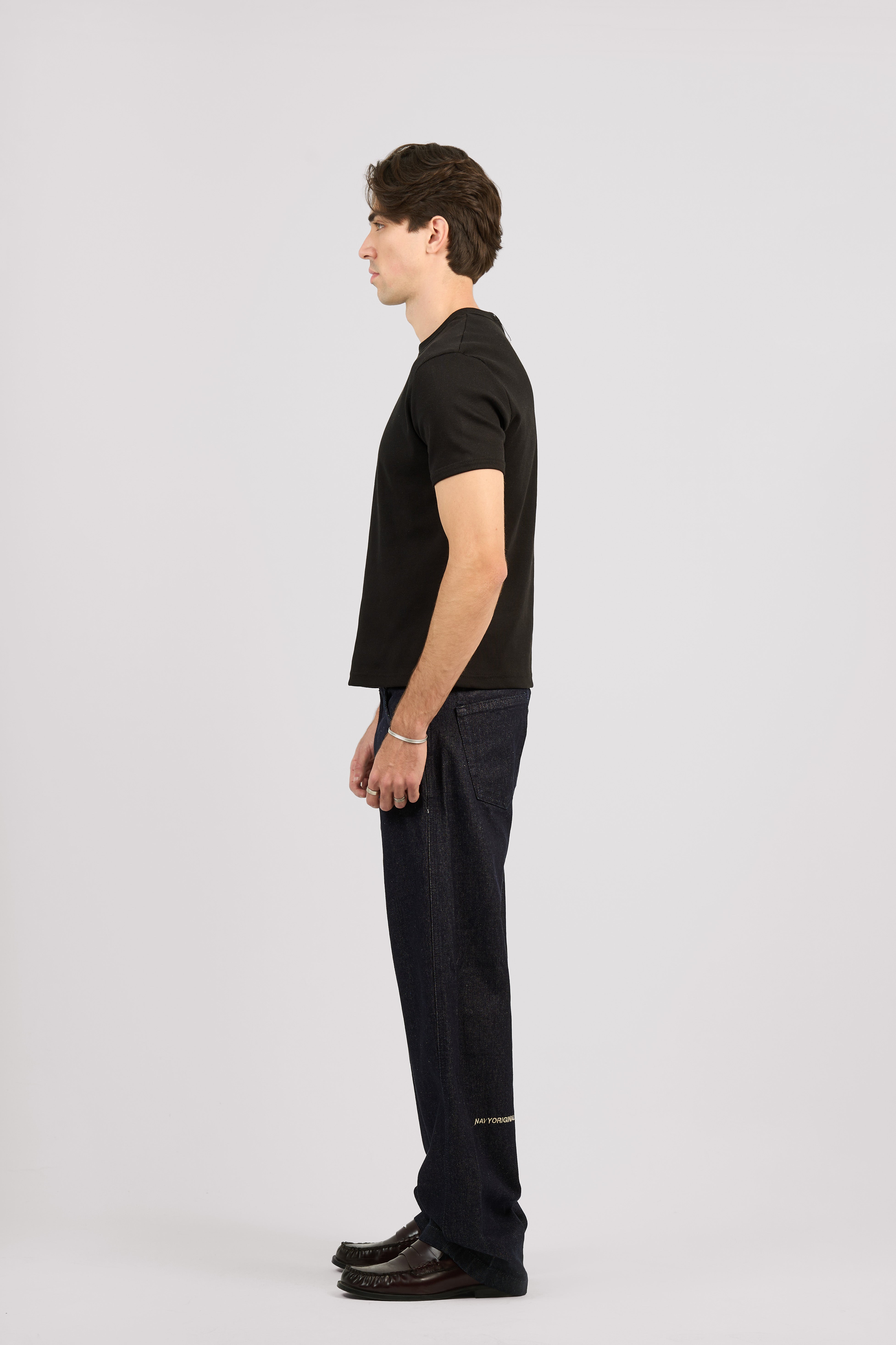 BLACK SHORT SLEEVE RIBBED TSHIRT