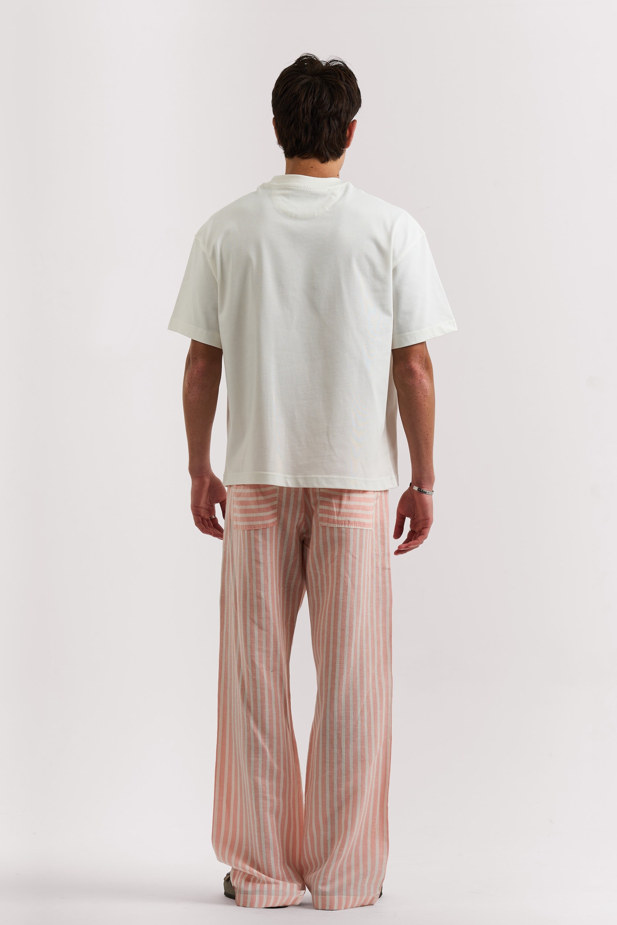 ORANGE STRIPED LINEN PANTS