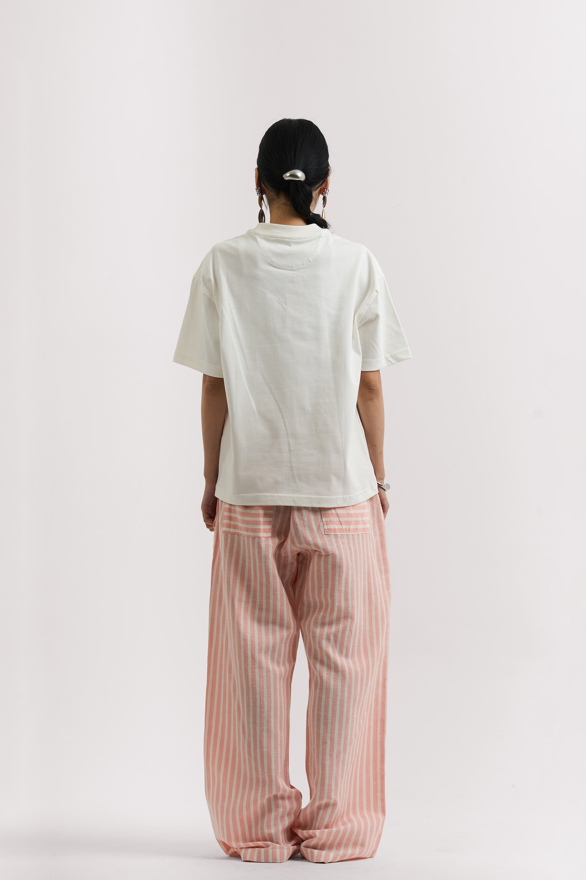 ORANGE STRIPED LINEN PANTS
