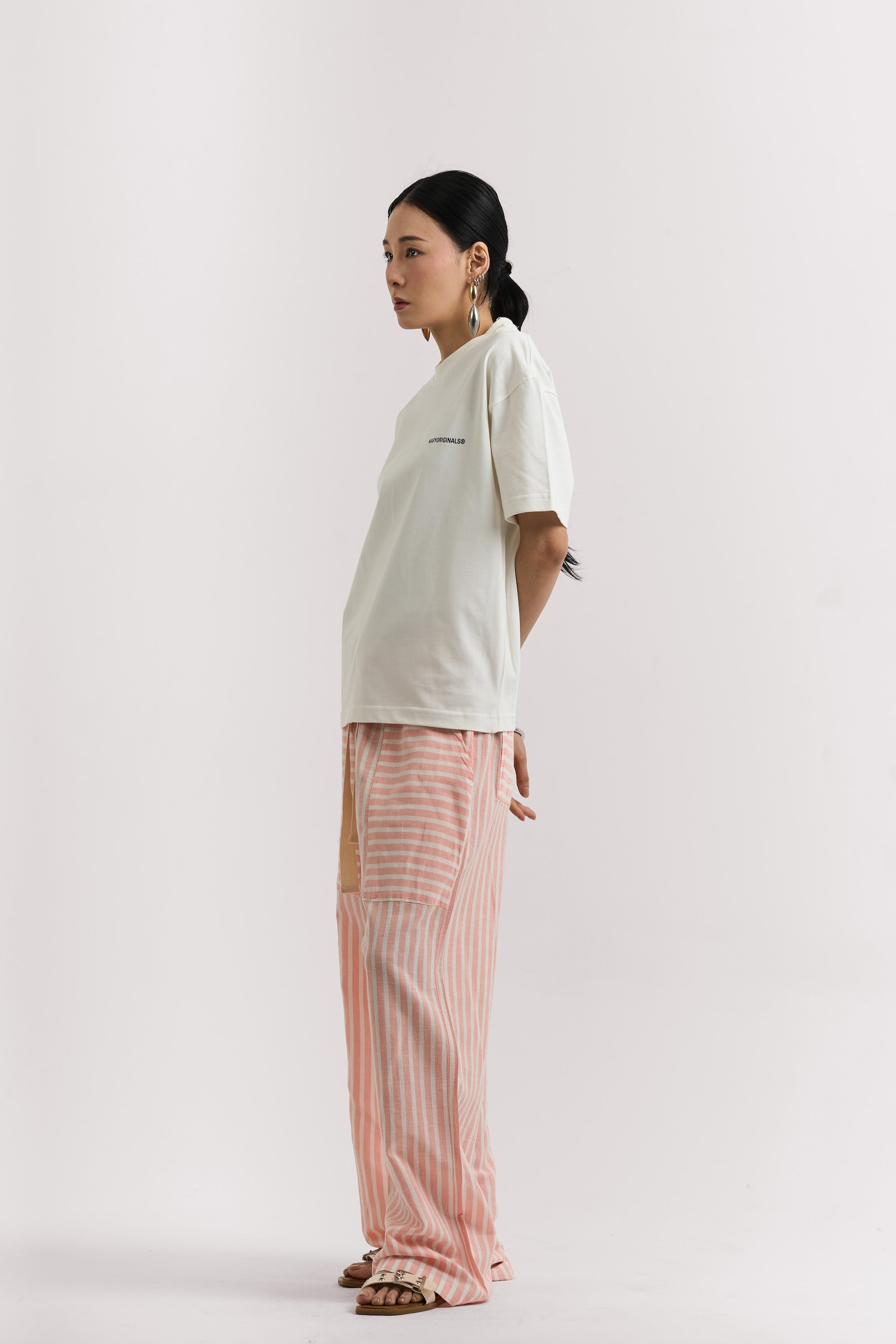 ORANGE STRIPED LINEN PANTS