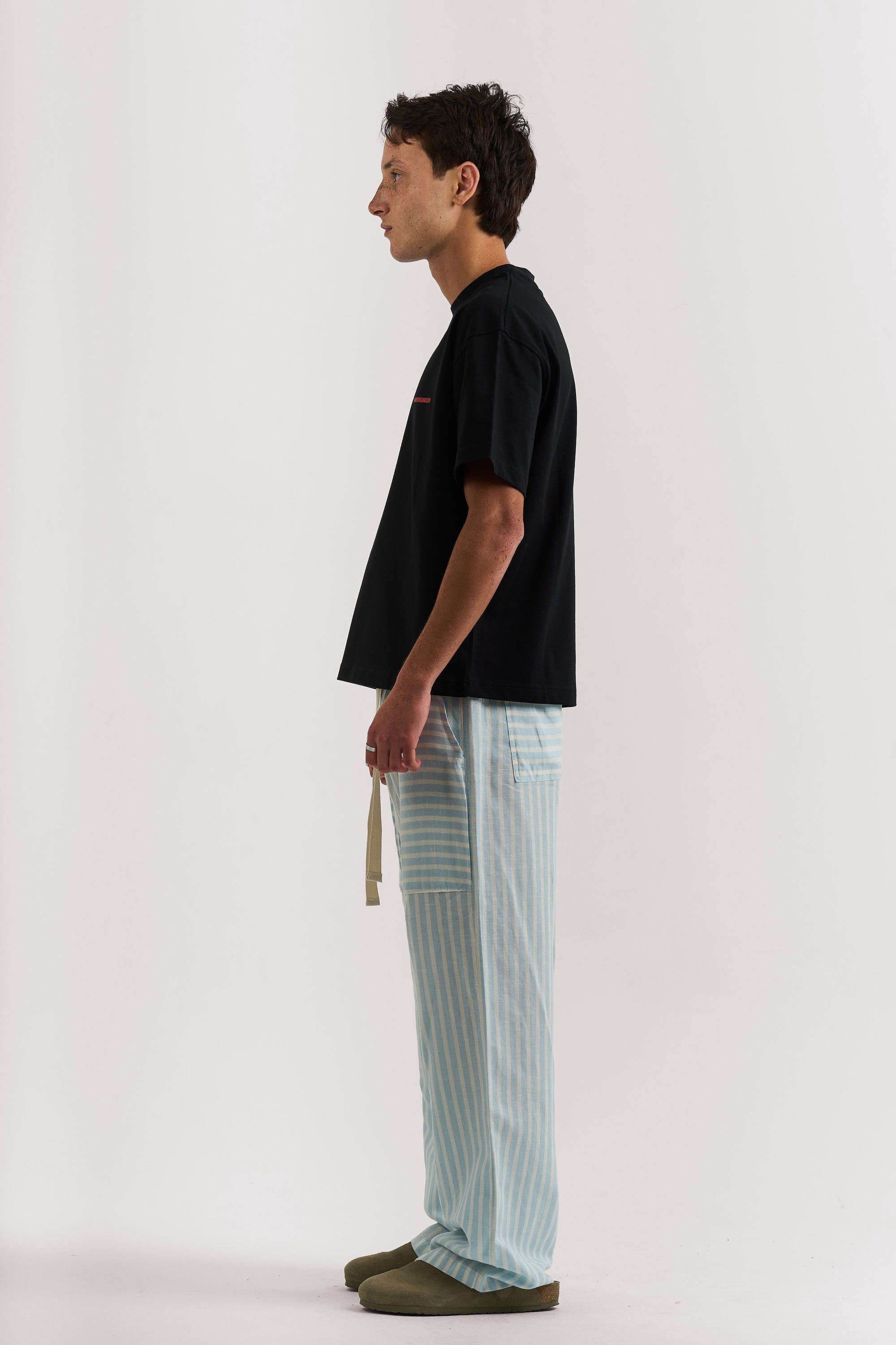 BLUE STRIPED LINEN PANTS