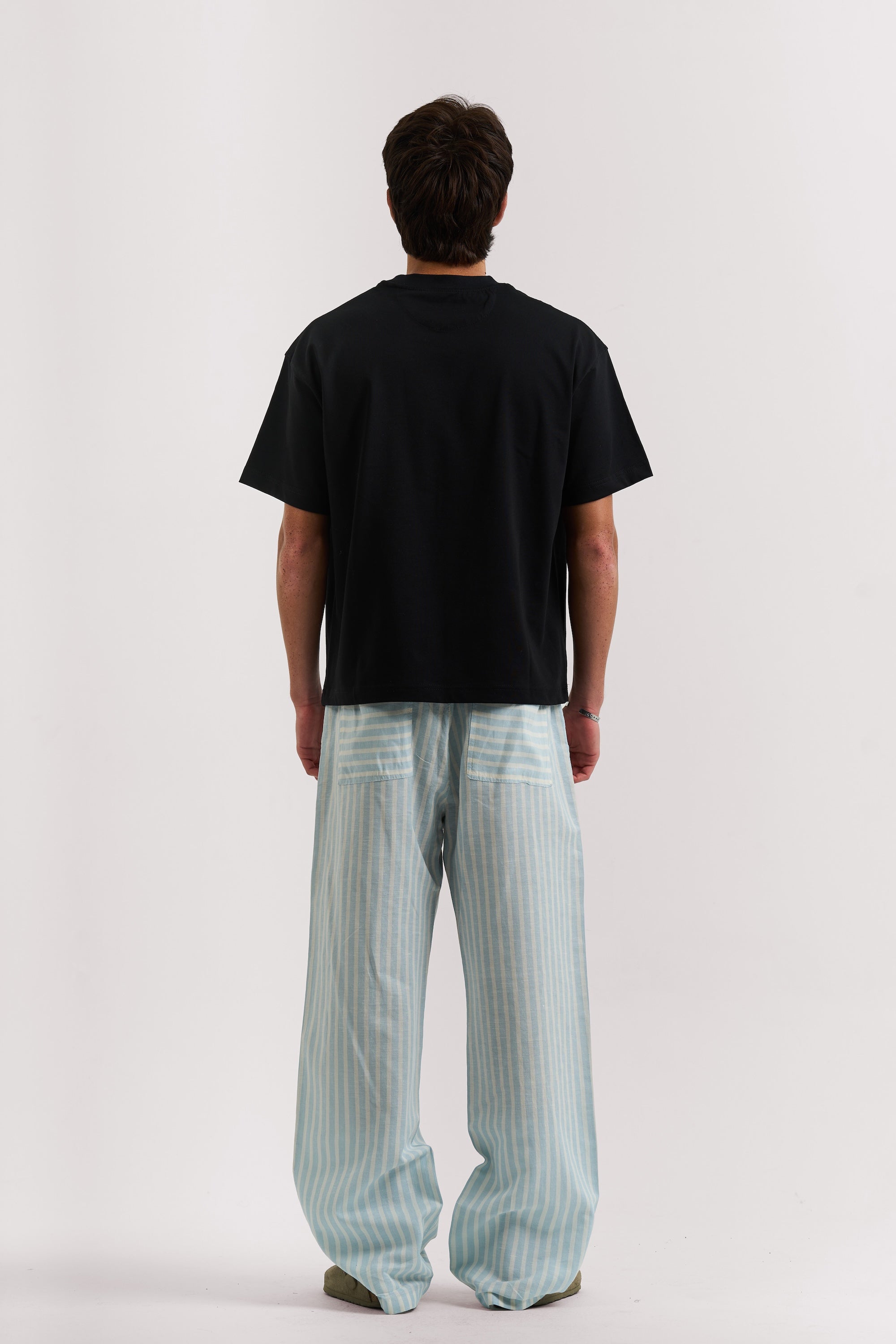 BLUE STRIPED LINEN PANTS